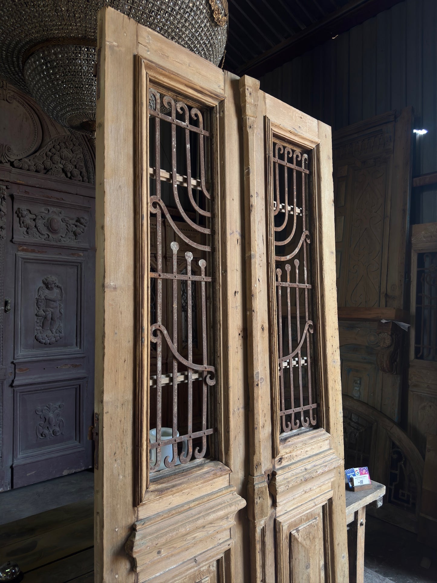 Classy Antique Iron French Doors - 43.25x96.75 K272