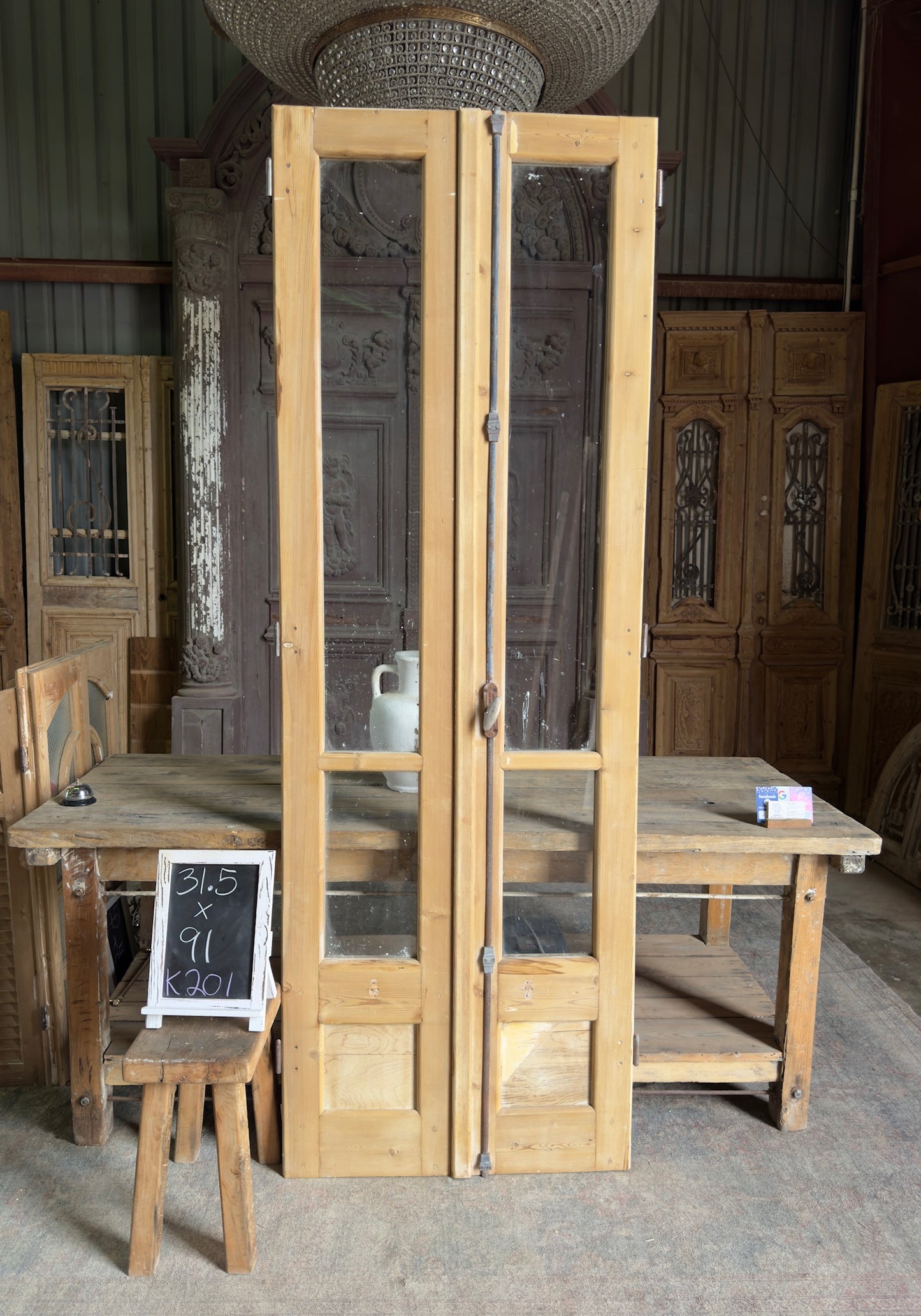 Narrow Glass Antique French Doors - 31.5x91 K201
