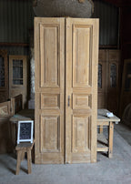 Raised Molding 3 Panel Antique Solid French Doors - 43.5x100 K374