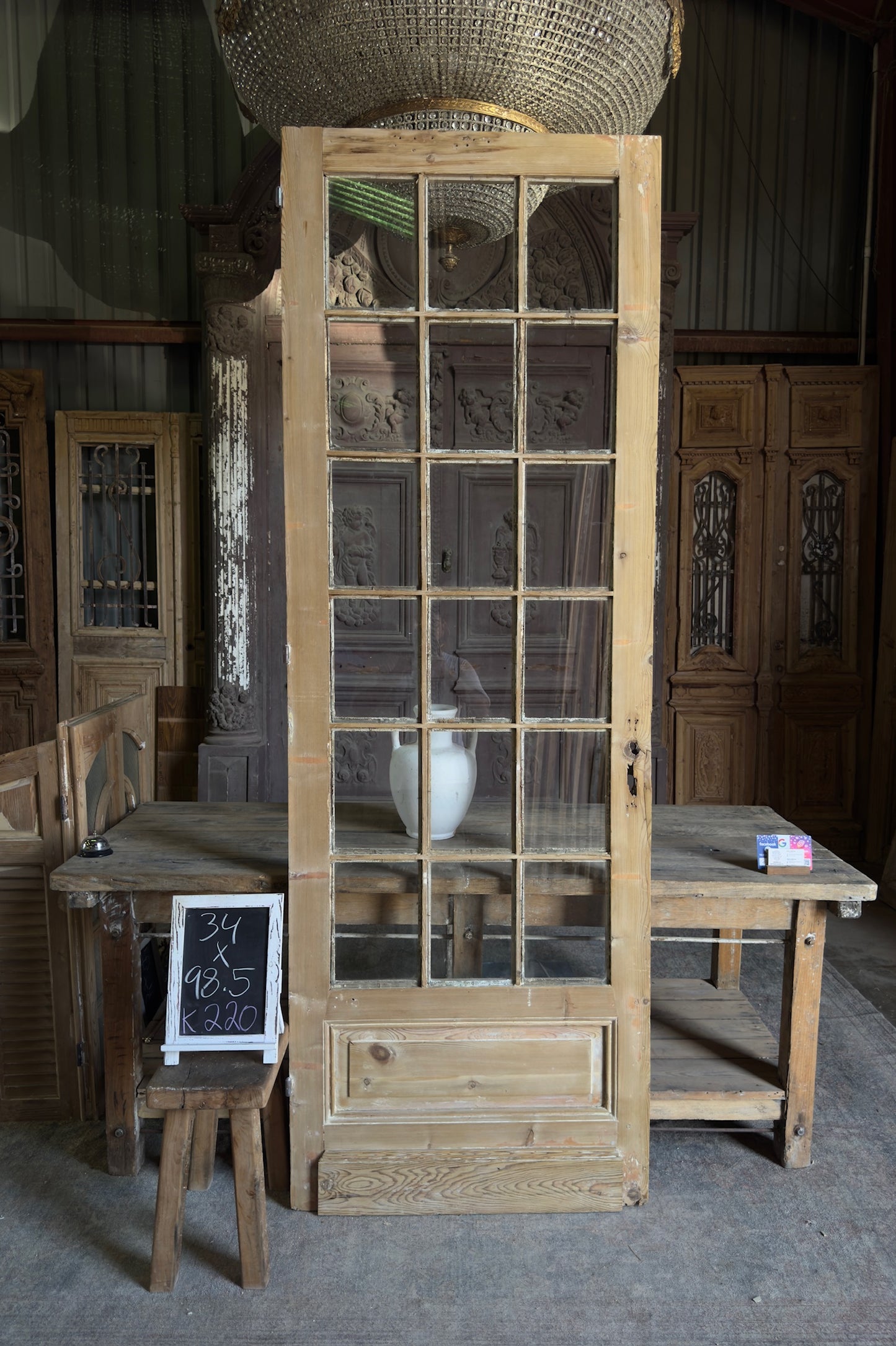 18 Lite Antique Glass Single Door - 34x98.5 K220