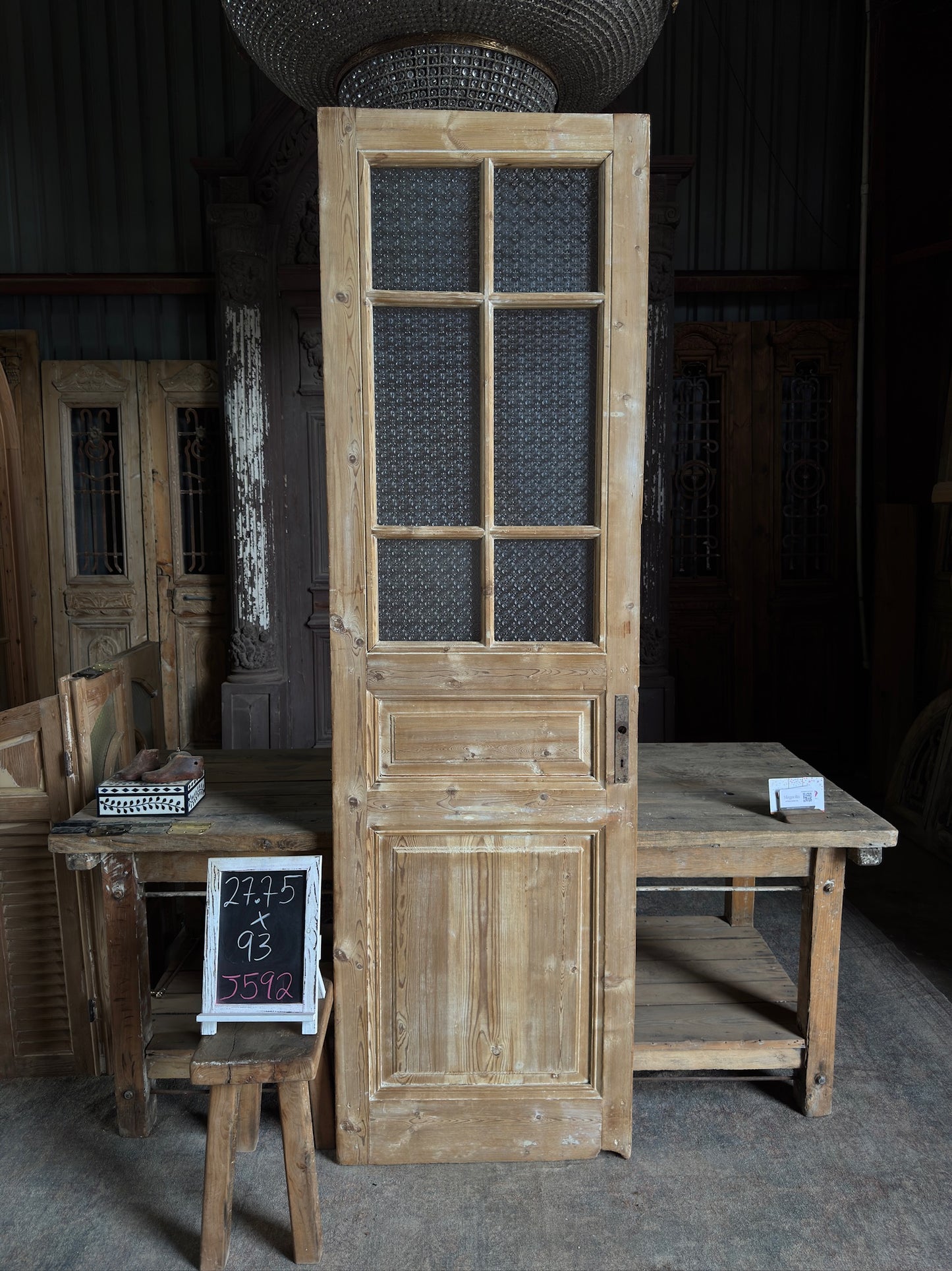 Single Antique Glass Door - 27.75x93 J592