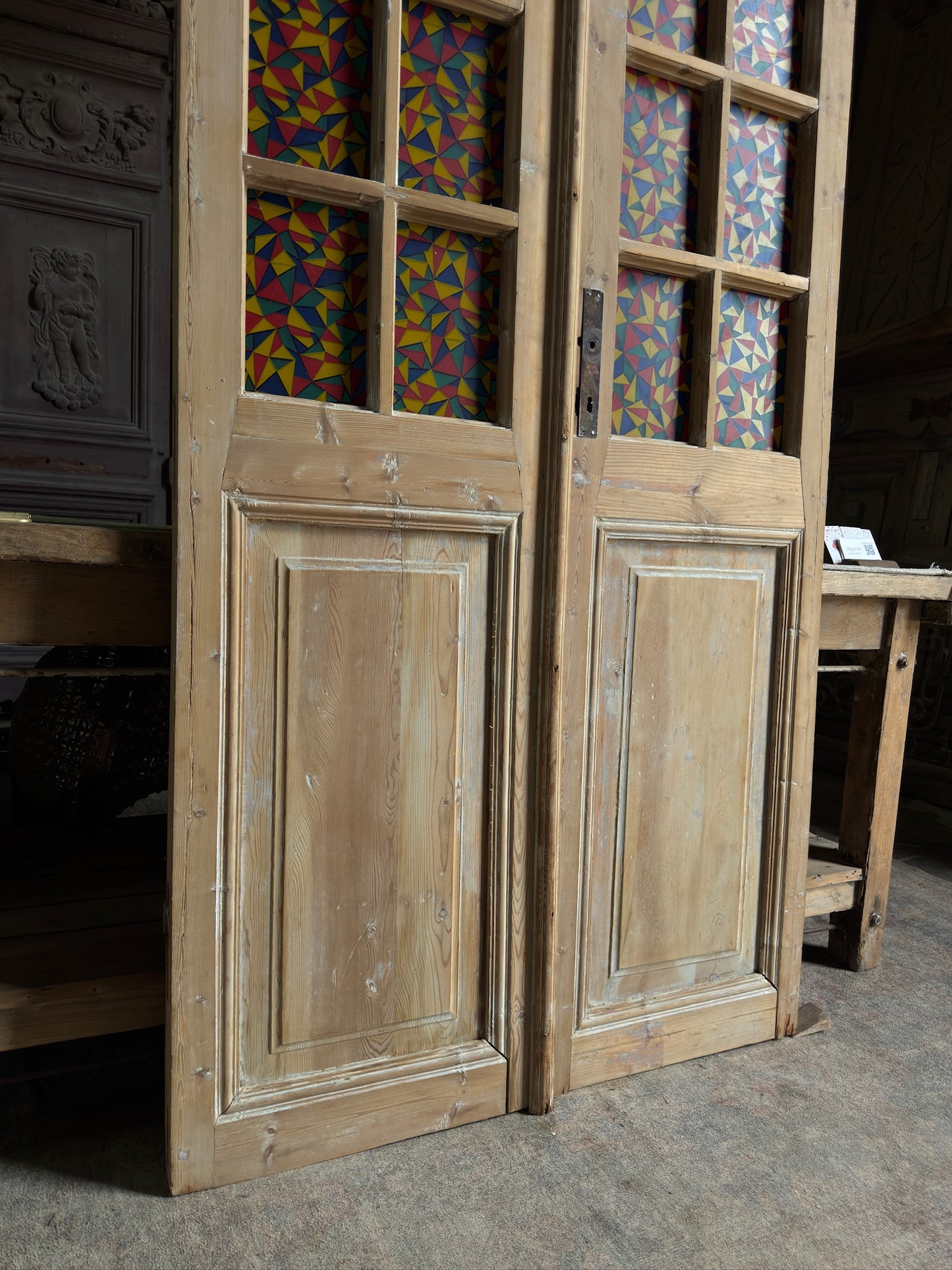 10 Lite Single Antique Stained Glass Doors - 39.5X92.75 J522