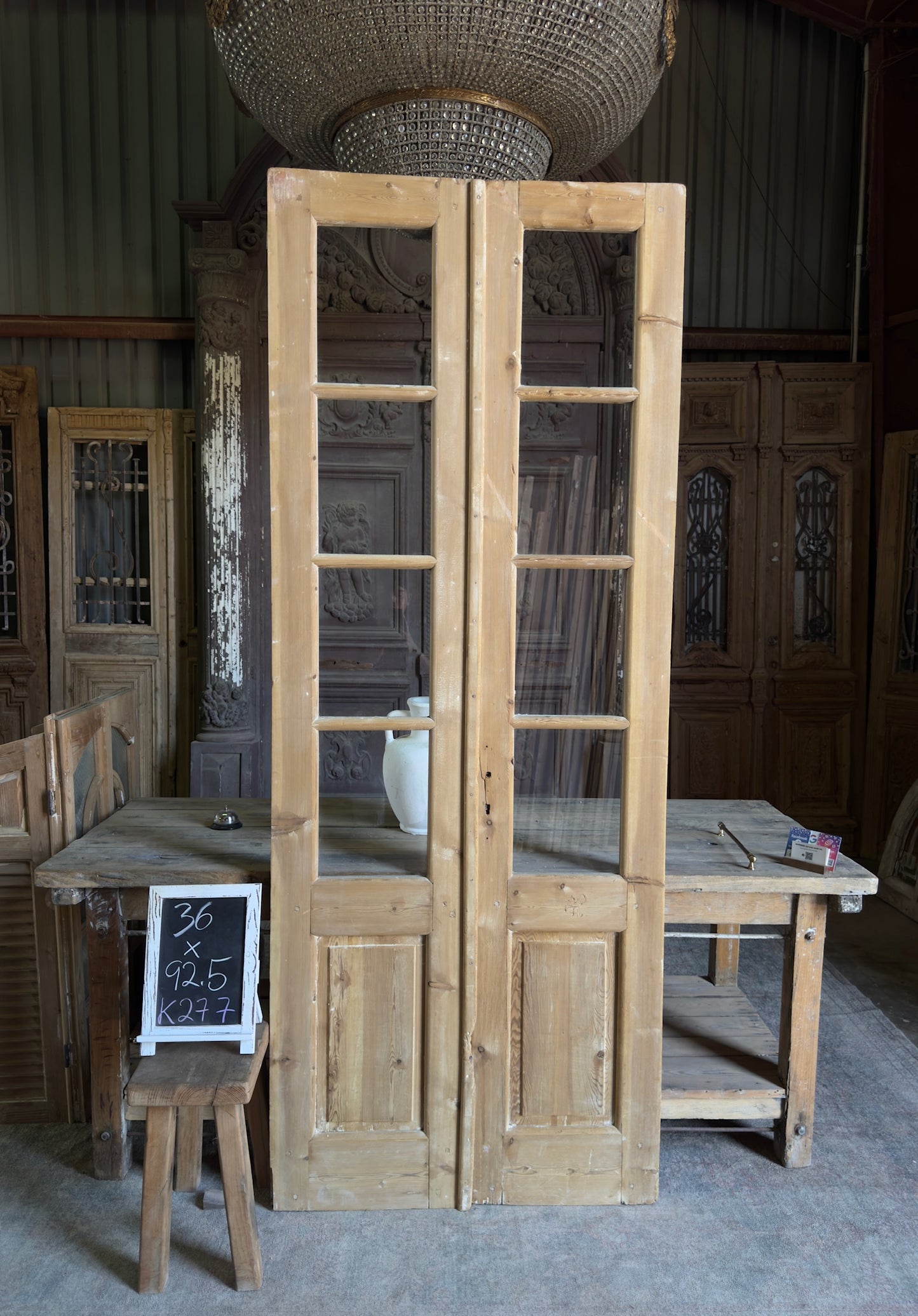 8 Lite European Antique Glass French Doors - 36x92.5 K277