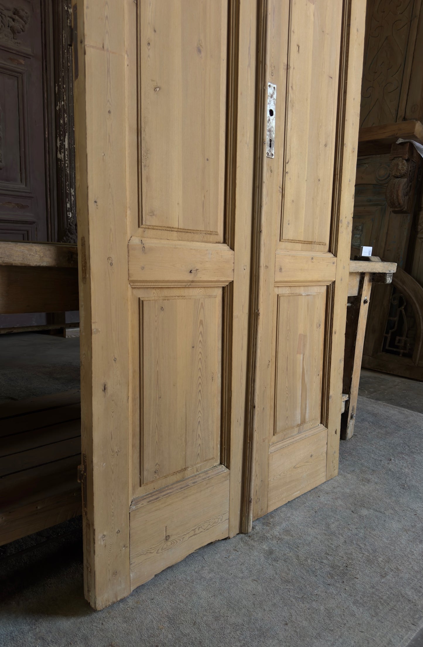 3 Panel Antique Solid French Doors - 40x88 K416