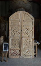 Antique Arched Moroccan Paneled Solid Doors - 52x97 - L465