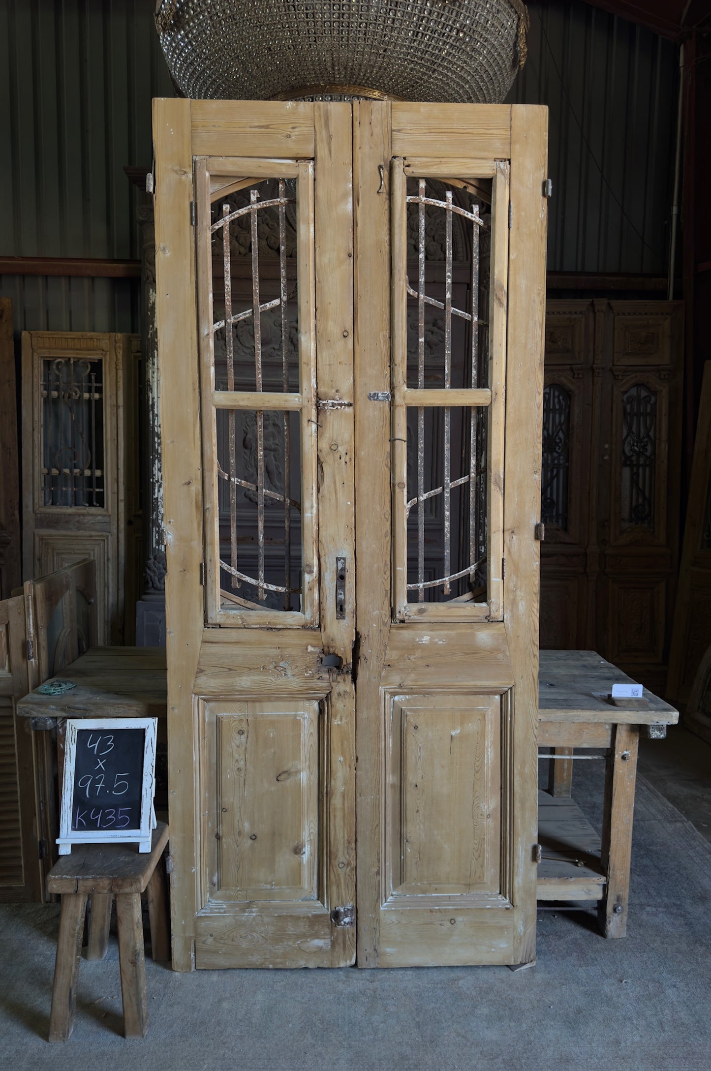 Sophisticated Antique Iron French Doors - 43x97.5 K435