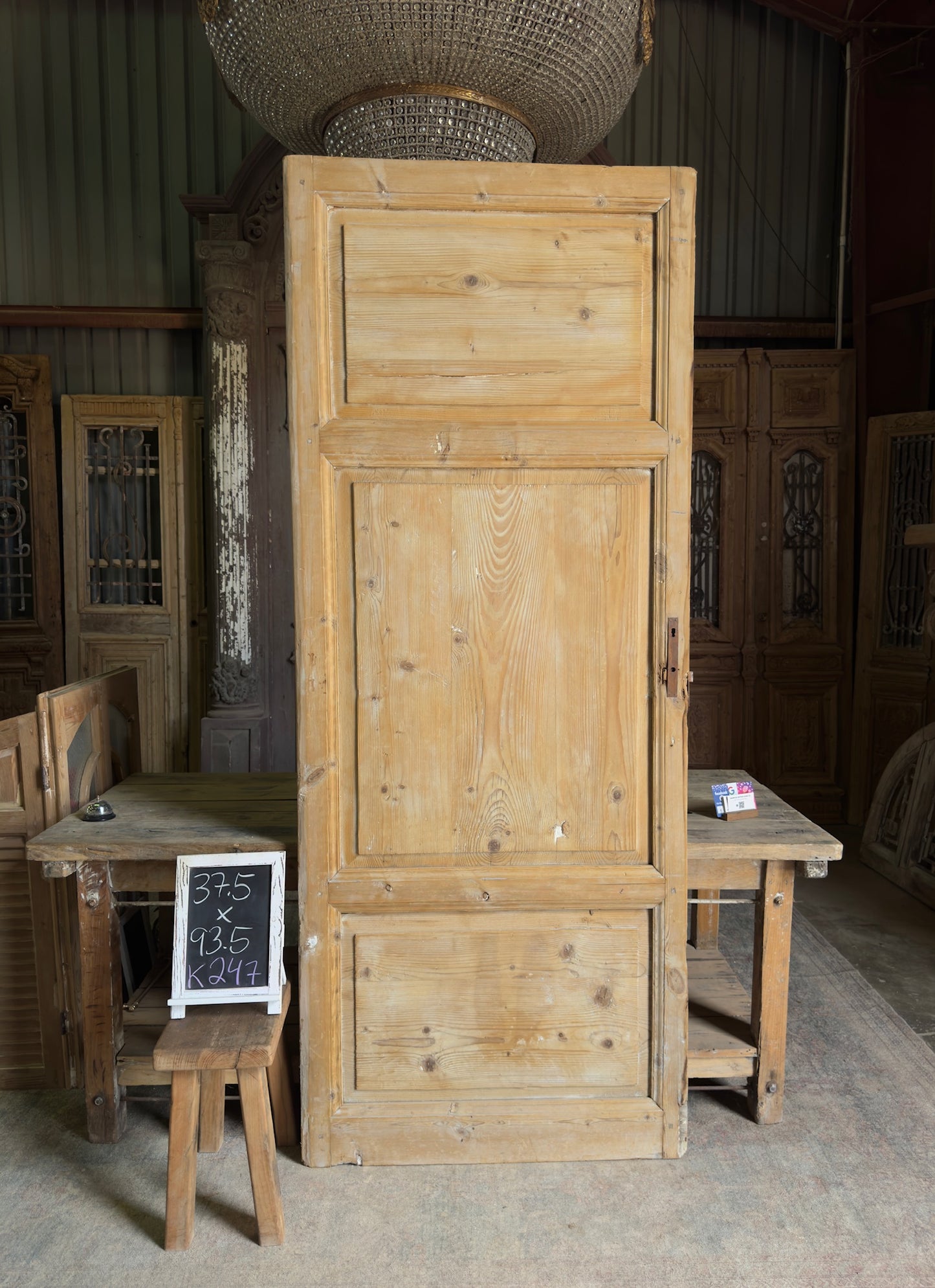 3 Panel Single Solid Antique Door - 37.5x93.5 K247