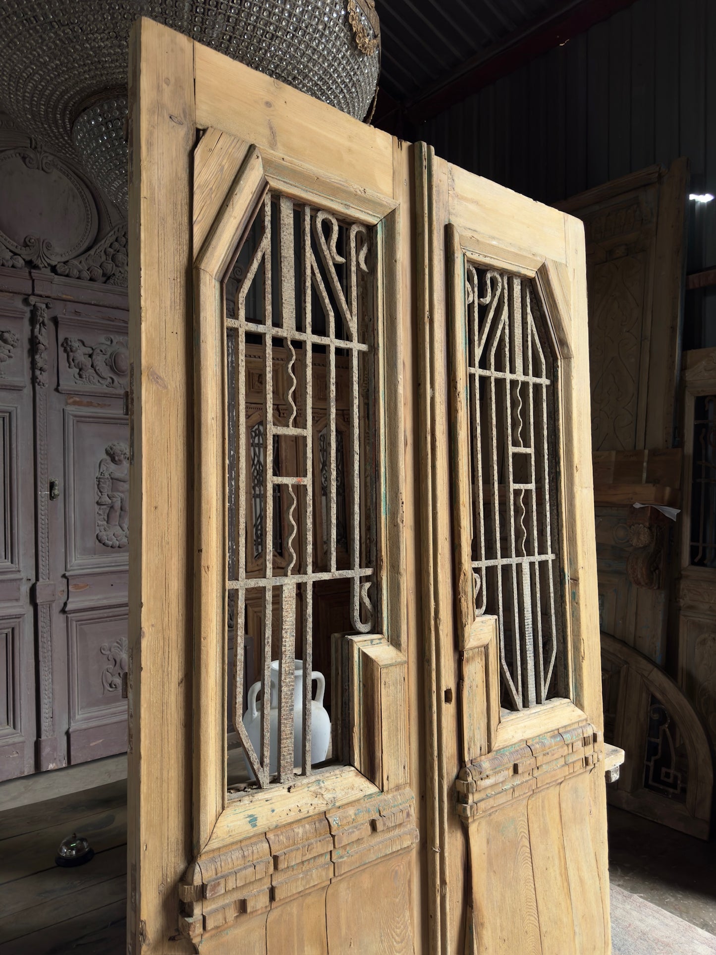 Large Antique Iron Entry Doors - 57.25x98 K267