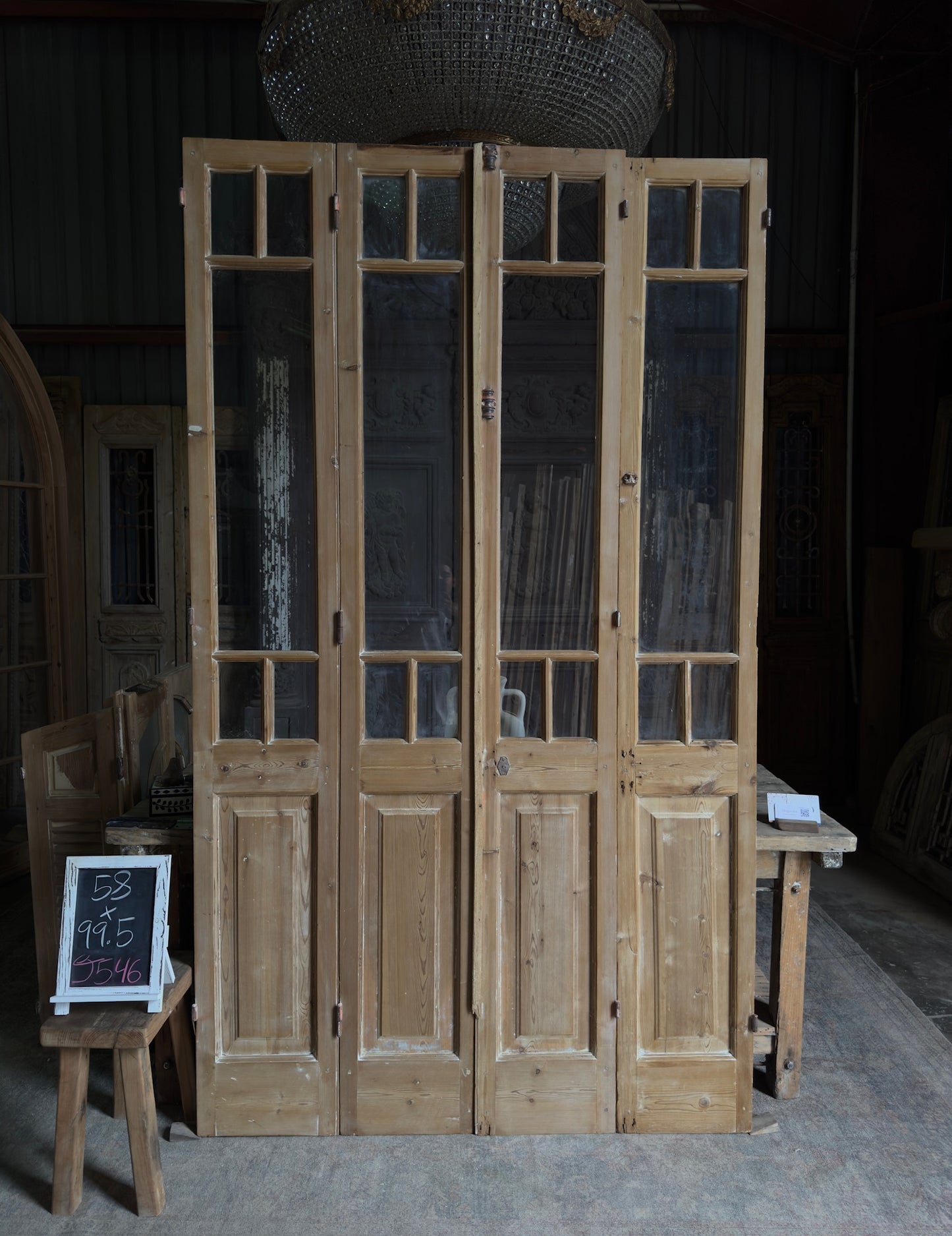 Antique Bi-Fold French Glass Doors - 58x99.5 J546