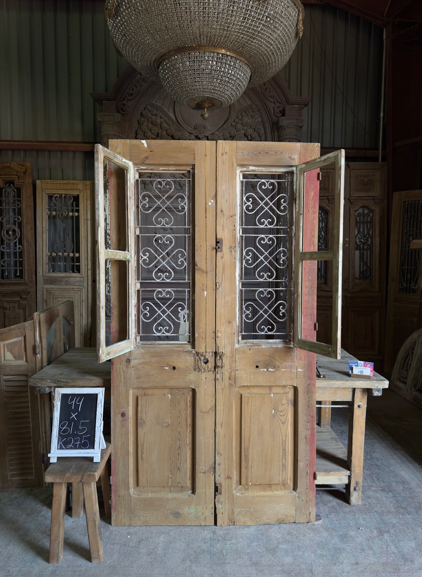 Antique Iron French Double Doors - 44x81.5 K275