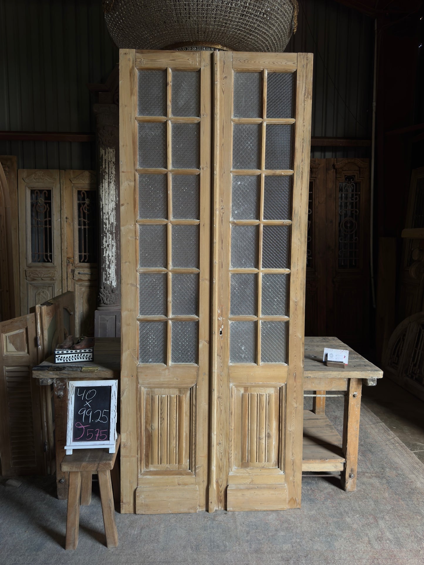 12 Lite French Antique Pair - 40x99.25 J575