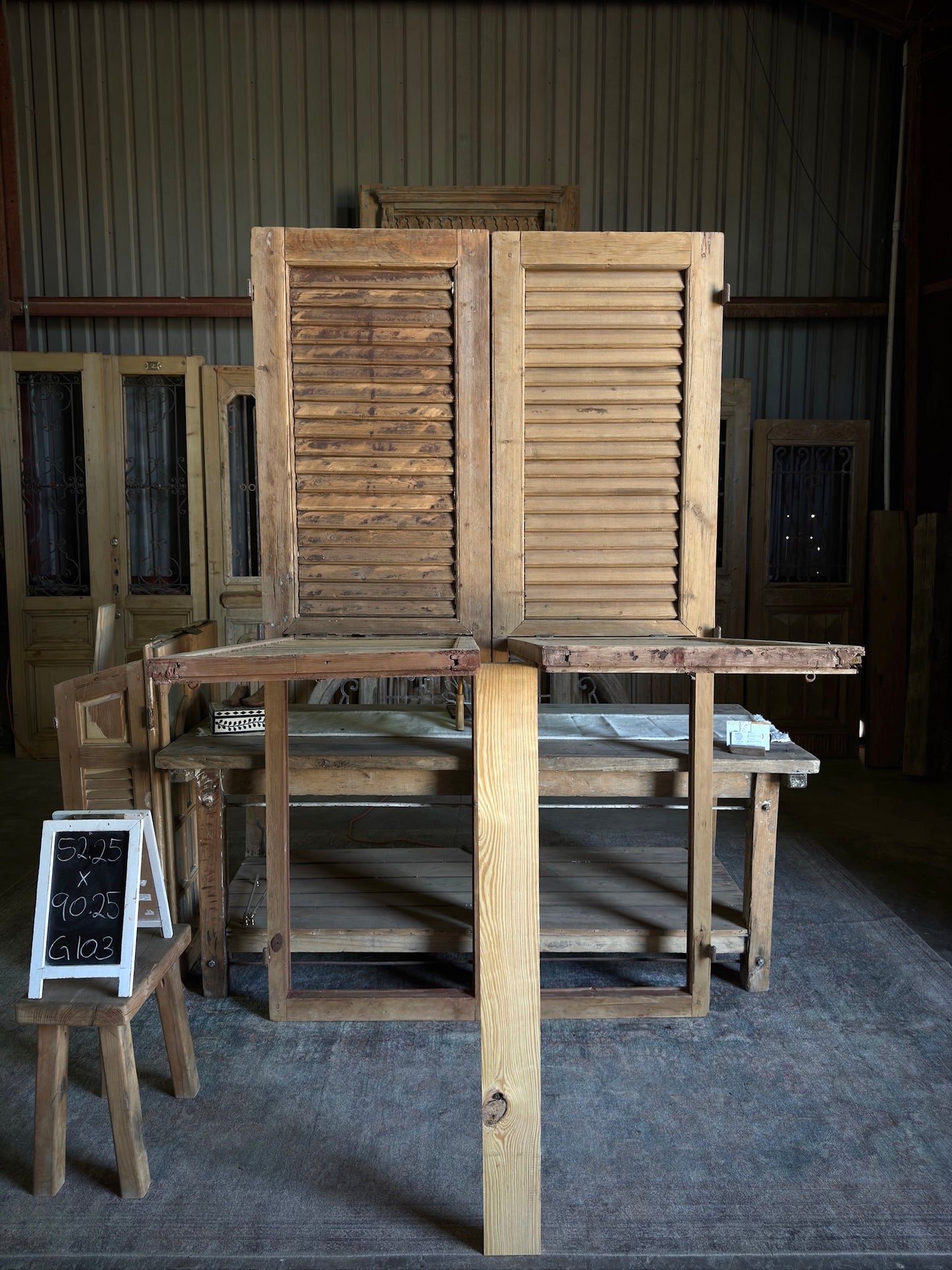 European Antique Louvered Shutters - 52.25x90.25 G103
