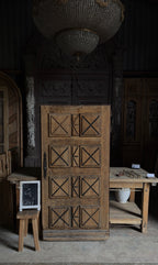 Spanish Crossbuck Panel Antique Single Door - 35x68 - L247