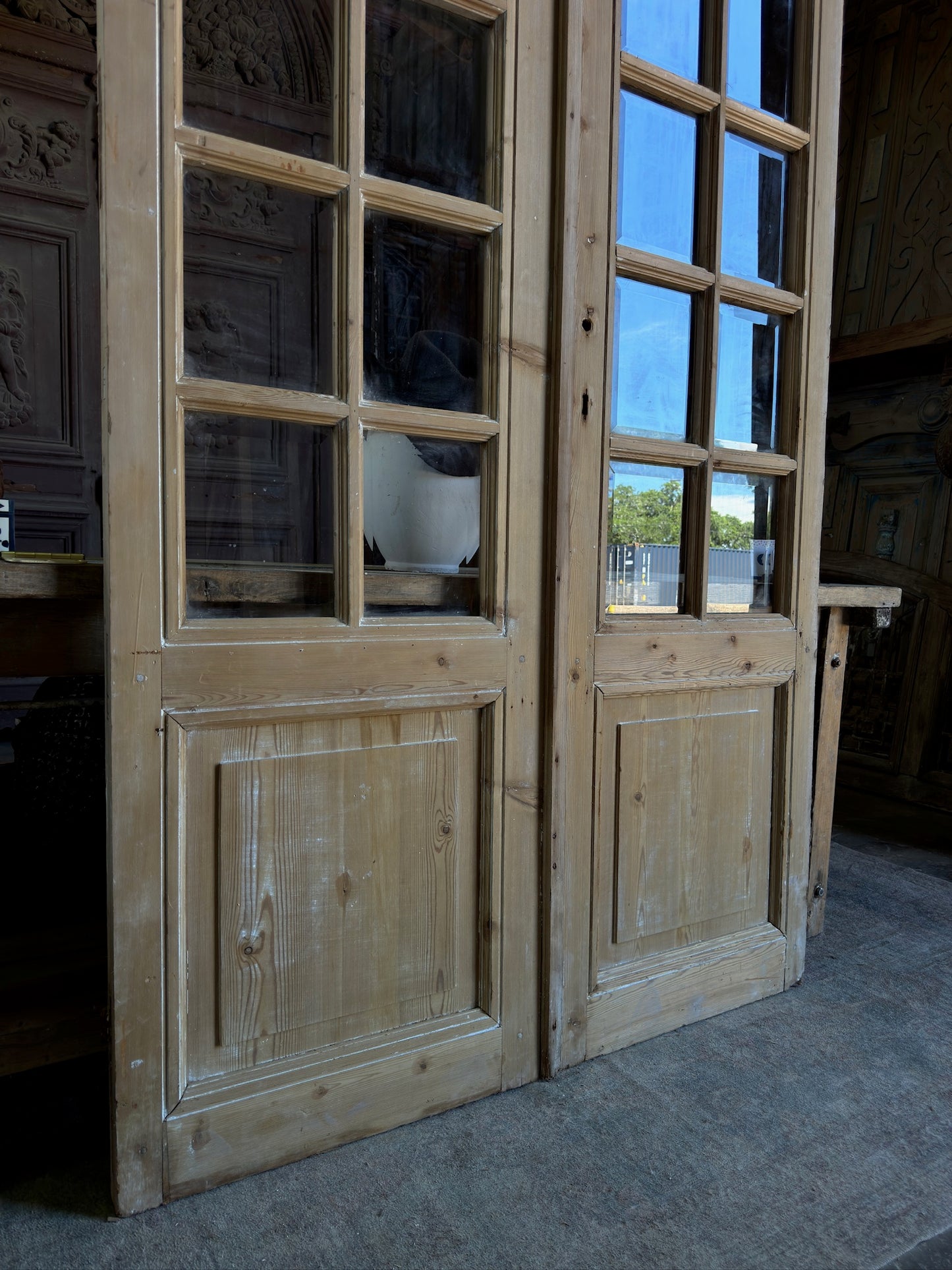 12 Lite Glass Antique French Doors - 50.25x99.5 J585