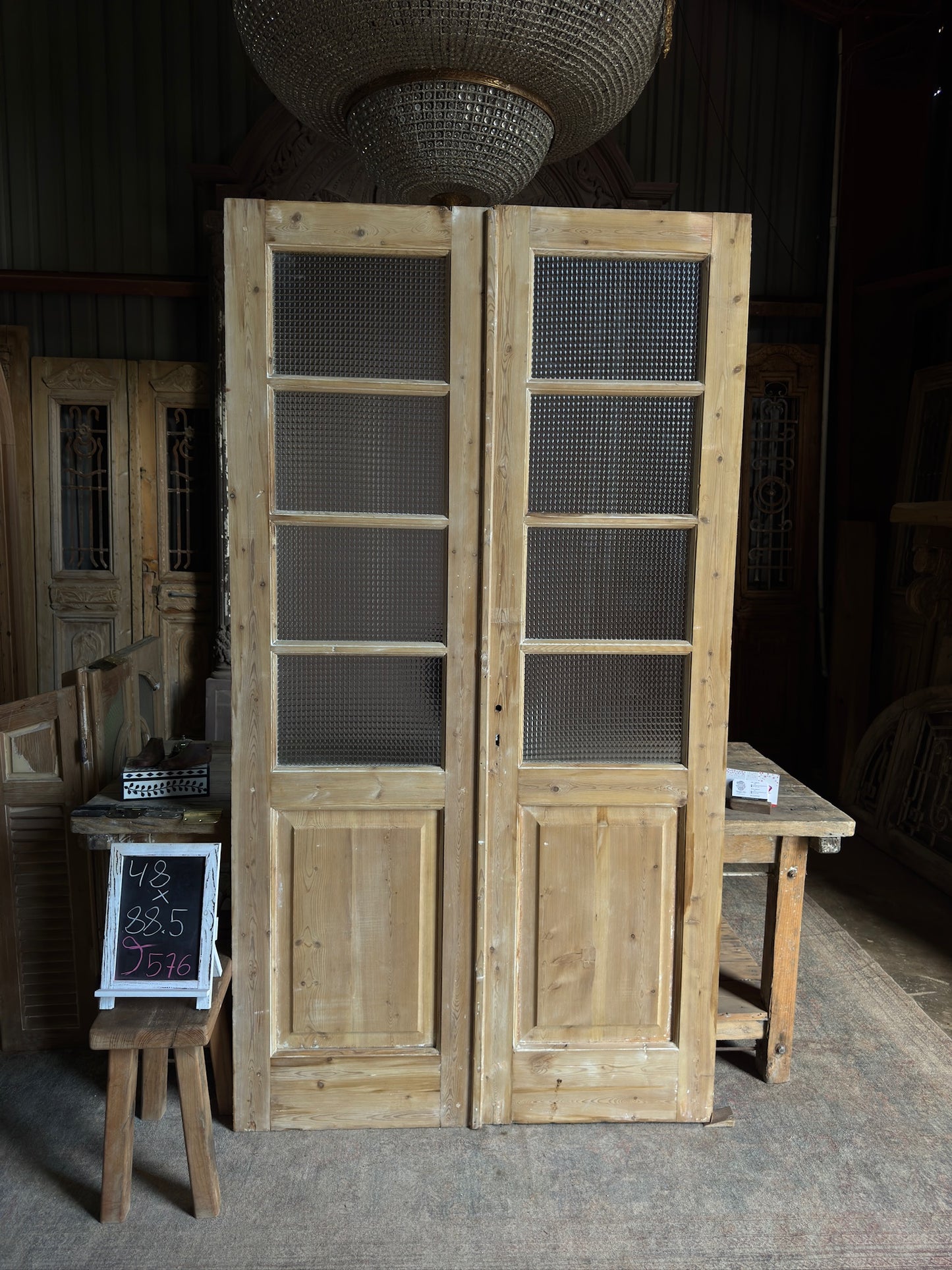 4 Lite Antique Glass French Doors - 48x88.5 J576