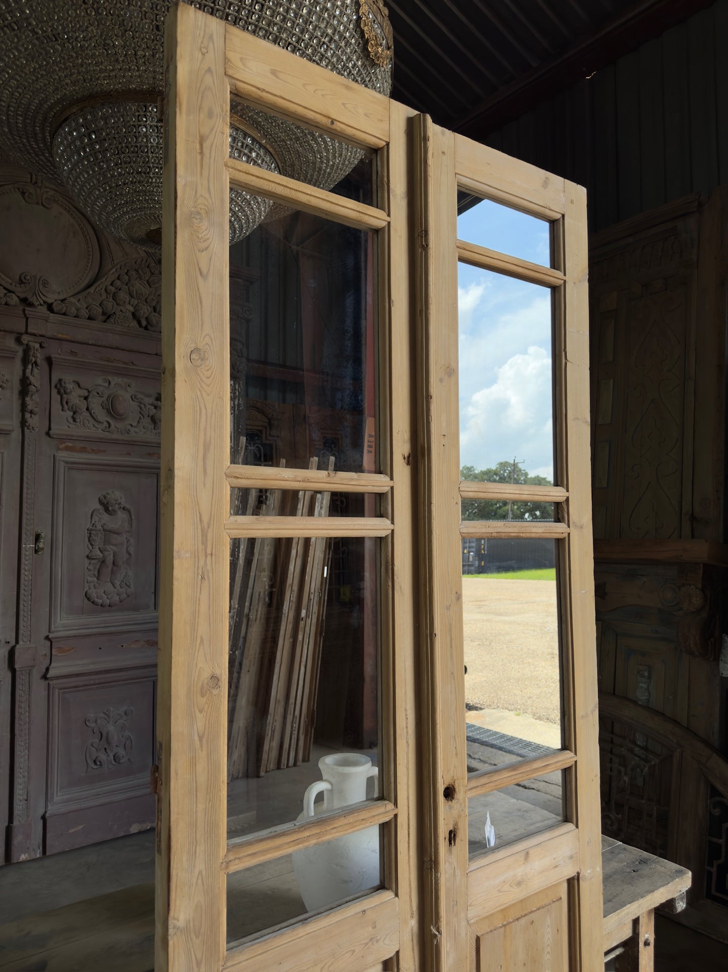 5 Lite Glass Antique French Doors - 39.75x88.5 K84