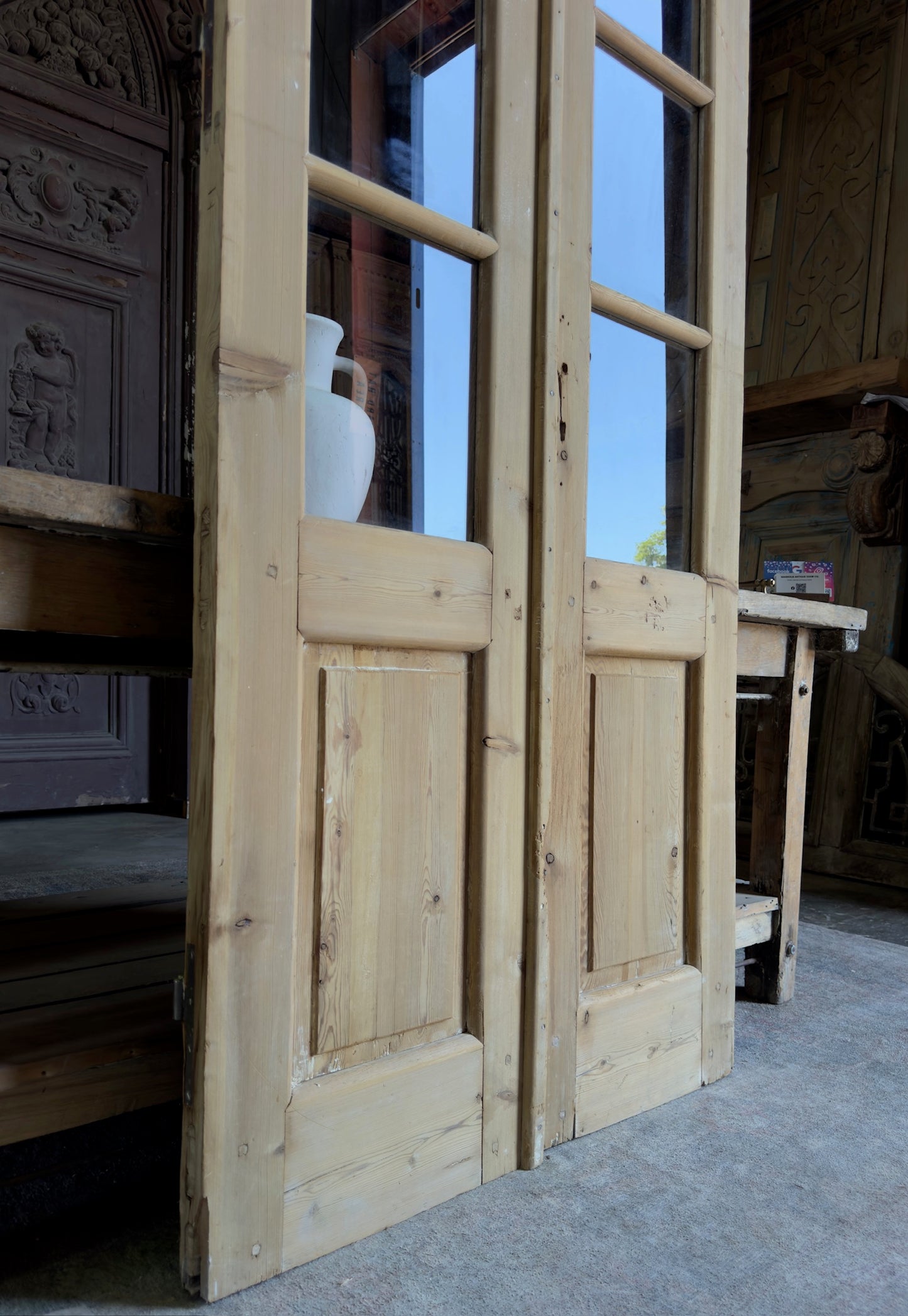 8 Lite European Antique Glass French Doors - 36x92.5 K277