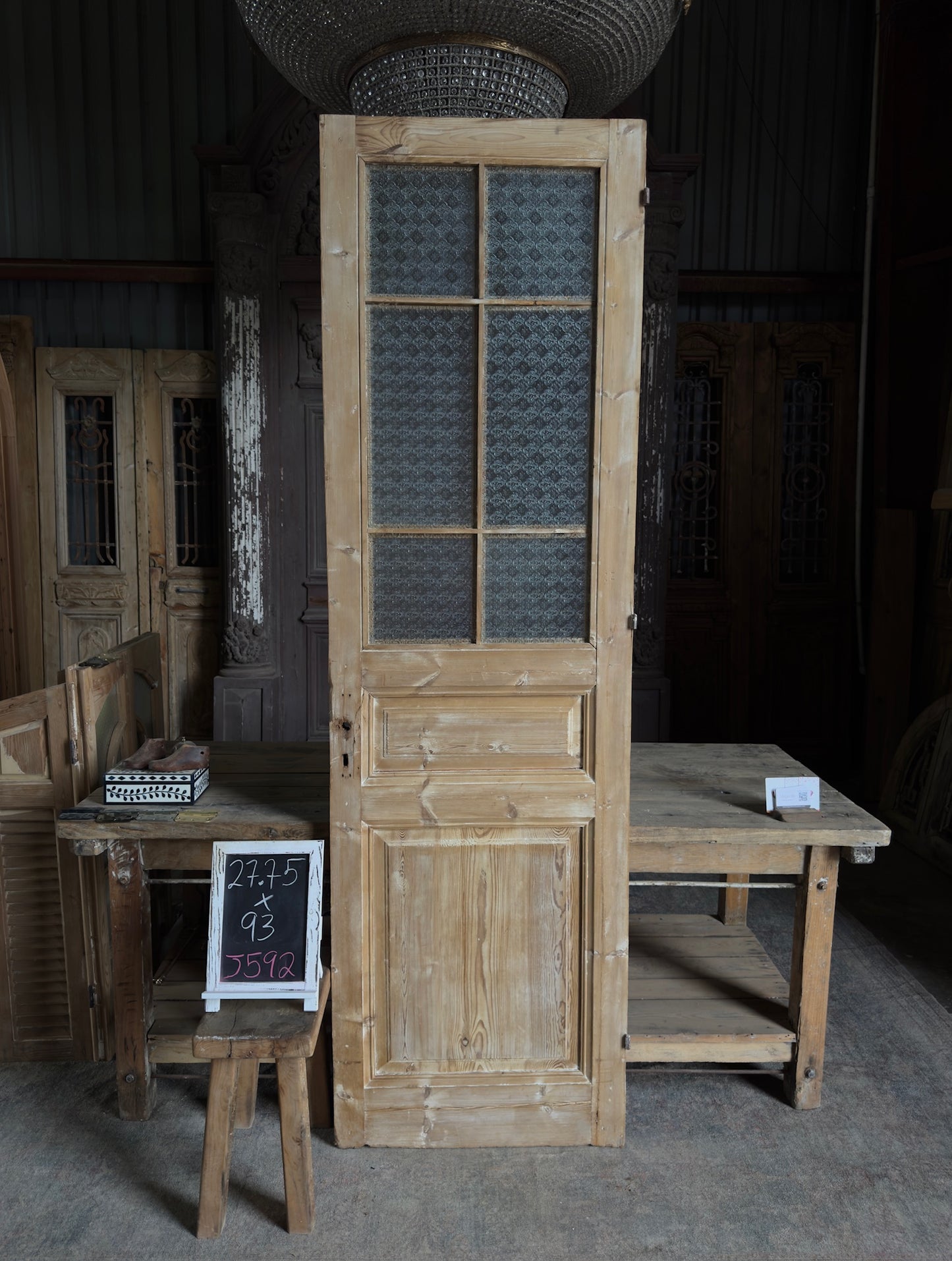 Single Antique Glass Door - 27.75x93 J592