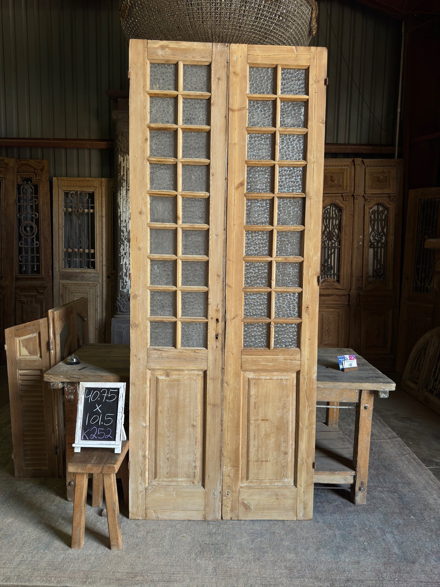 18 Lite Glass Antique French Doors - 40.75x101.5 K252