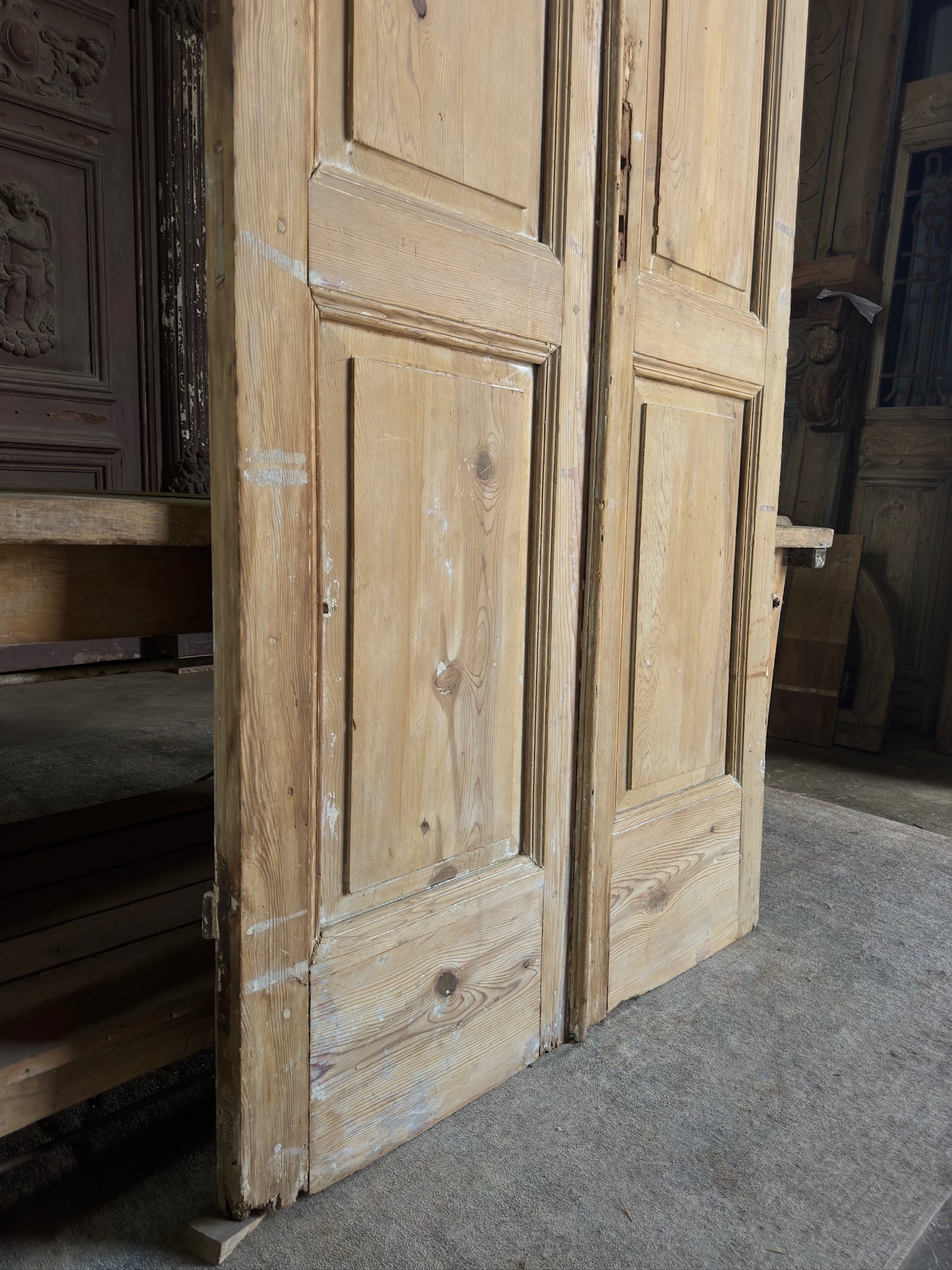 2 Panel Antique Solid French Doors - 45.5x101 K366