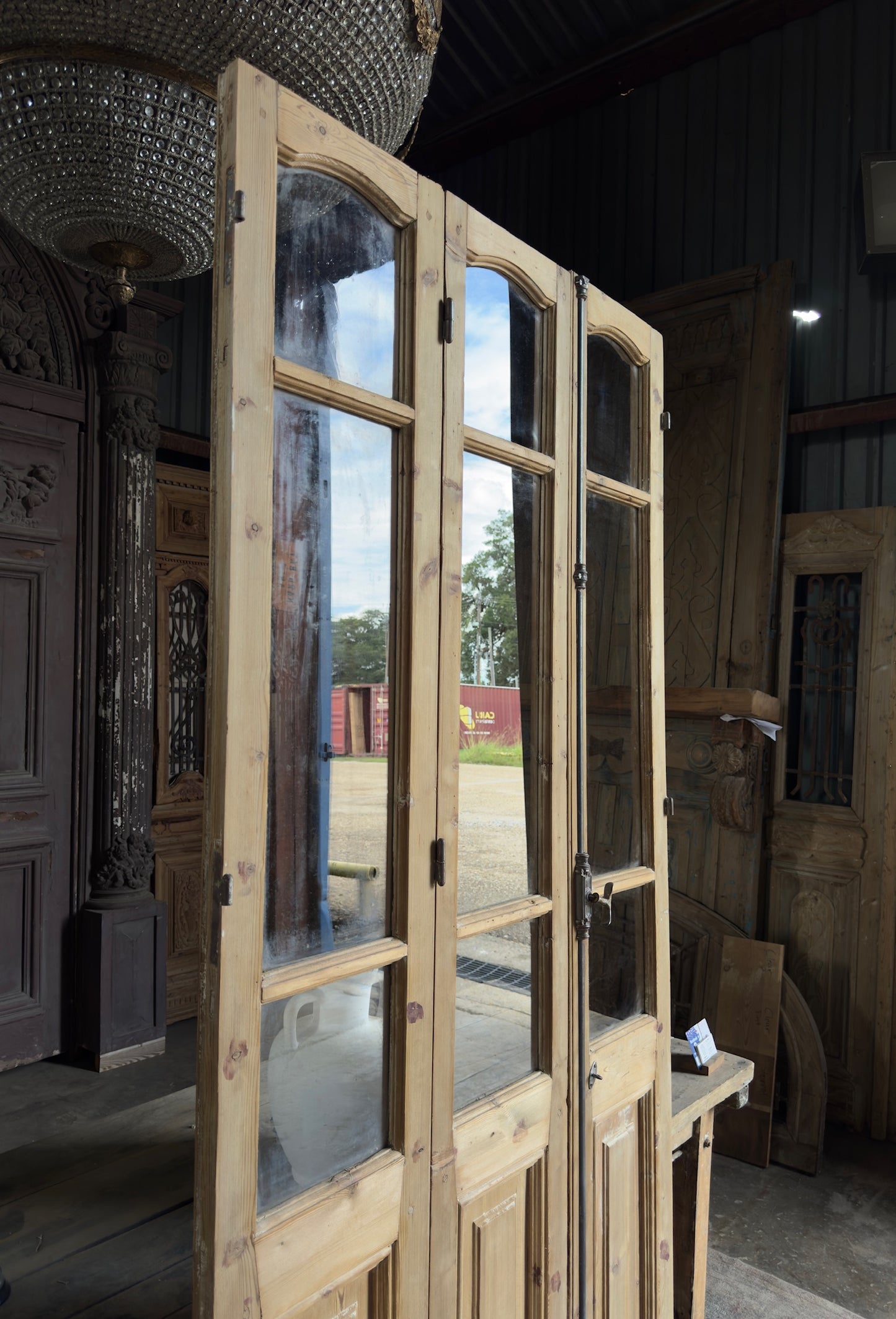 Tri-Fold Antique Glass Doors - 42.25x93.5 K333