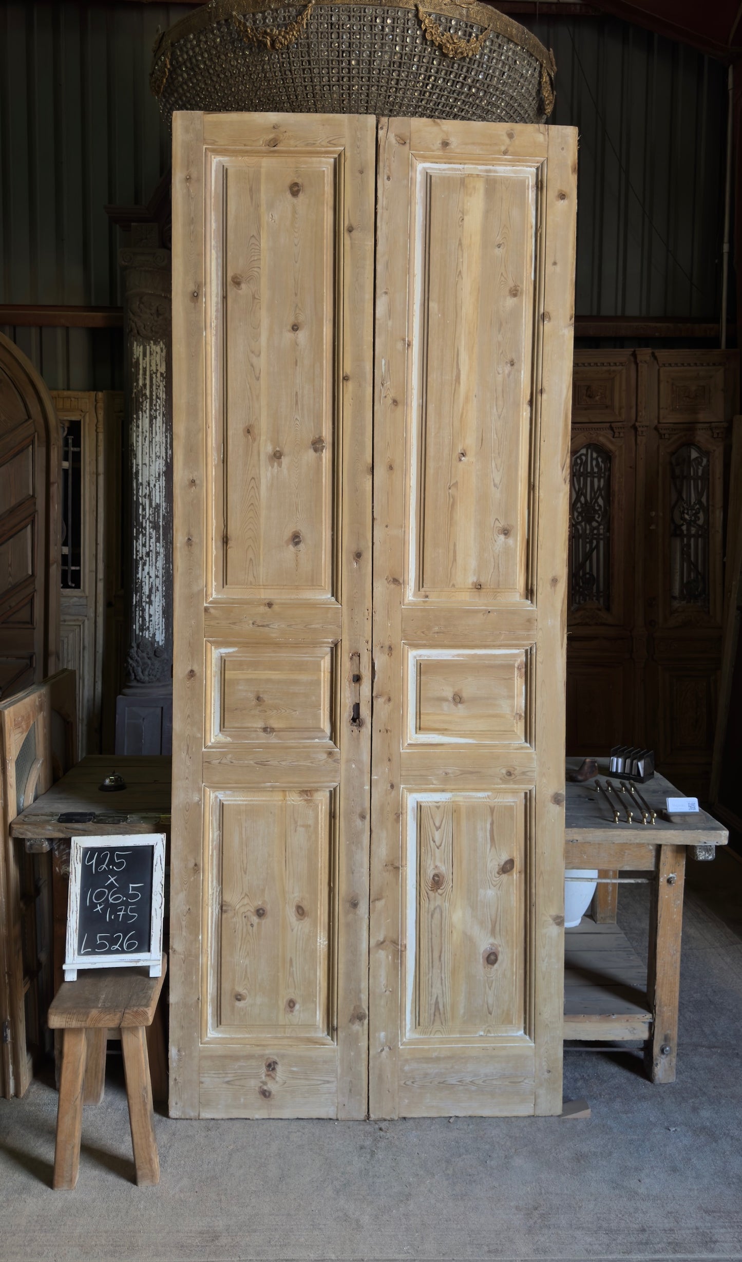 Antique 6 Panel Double Doors - 42.5x106.5 - L526