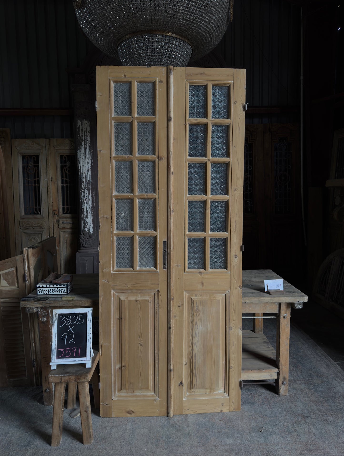 10 Lite Antique Glass French Doors - 38.25x92 J591
