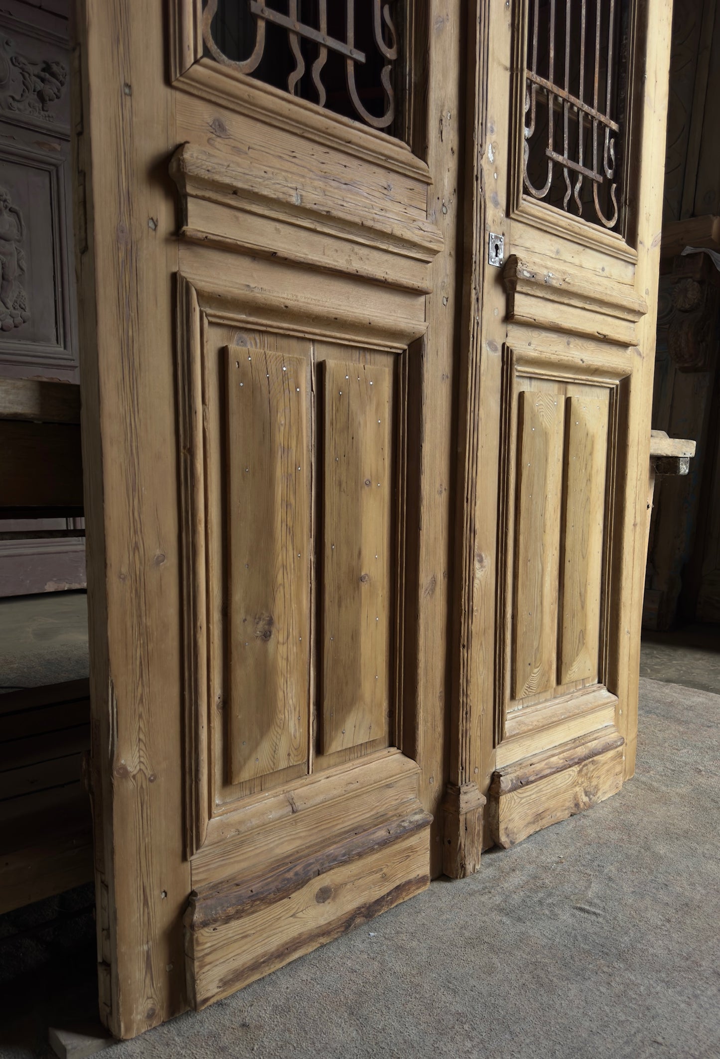 Large Antique Iron Entry Doors - 50.5x95.5 K456