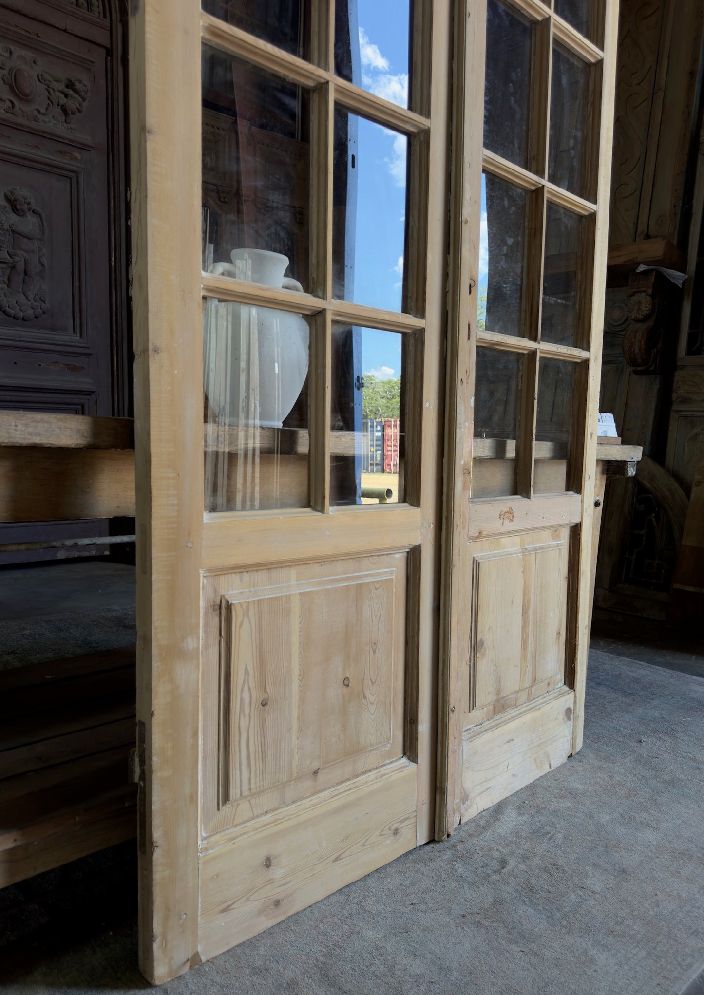 Tall Elegant Antique Glass French Doors - 47.25x107 K286