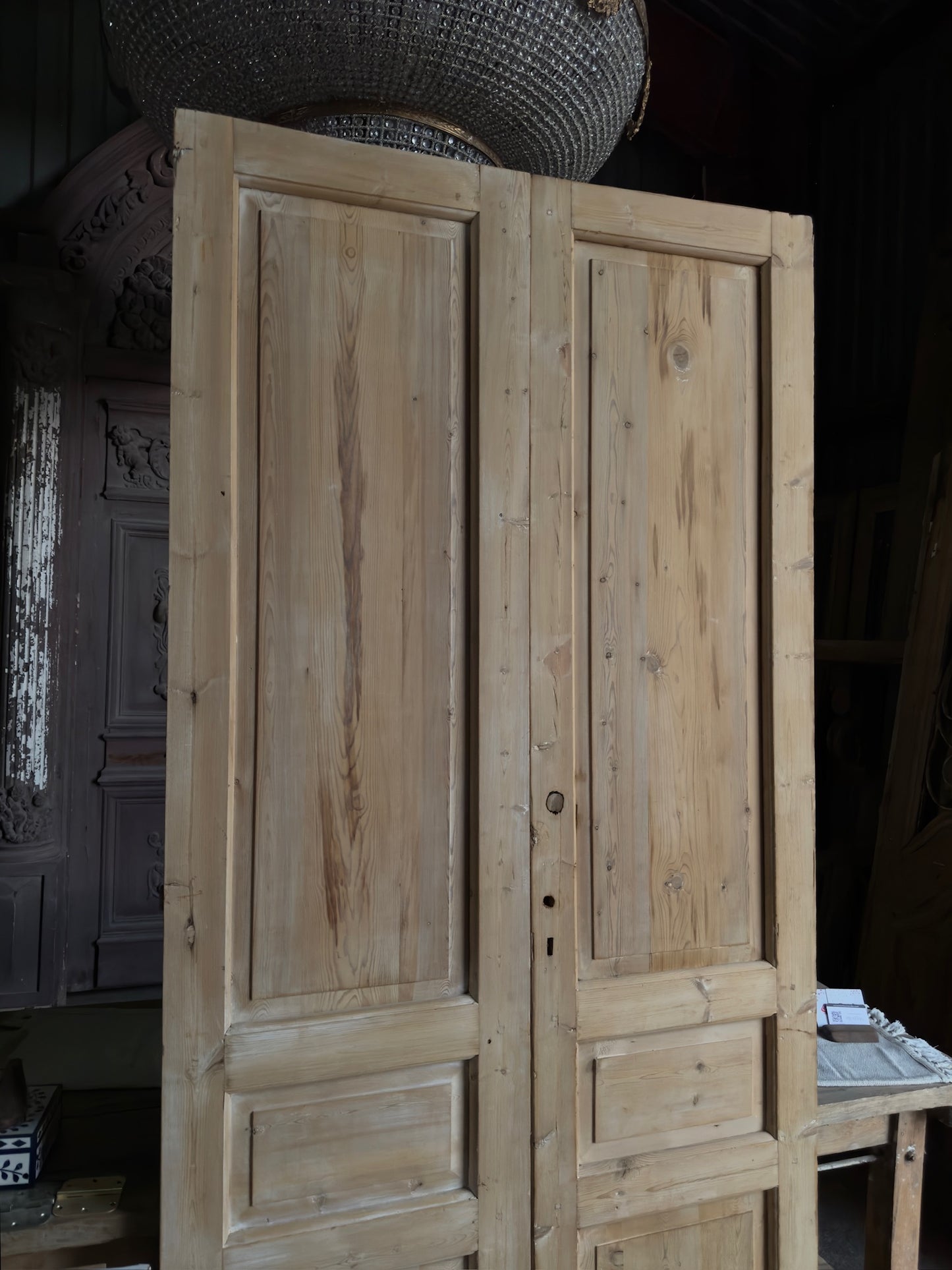 3 Panel Antique Solid French Doors - 43.75x94.5 J428