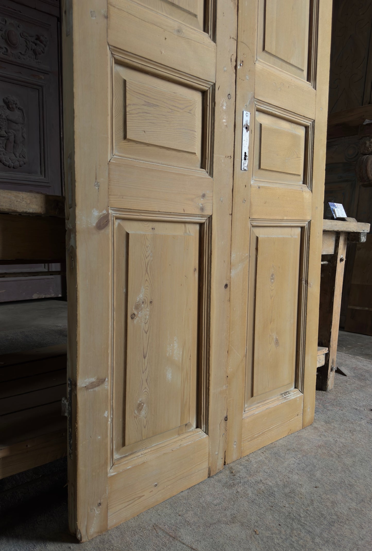 3 Panel Antique Solid French Doors - 38.75x86.5 K340