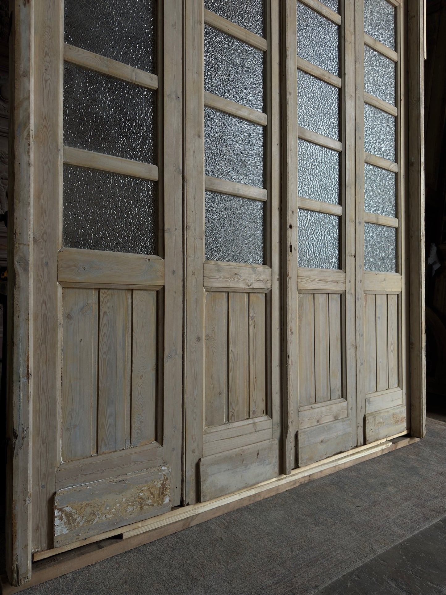 Large Antique Bi-Fold French Door Unit with Arched Transom - 75.25x117.25 J153