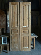 Raised Molding 3 Panel Antique Solid French Doors - 43.25x98.5 - L106