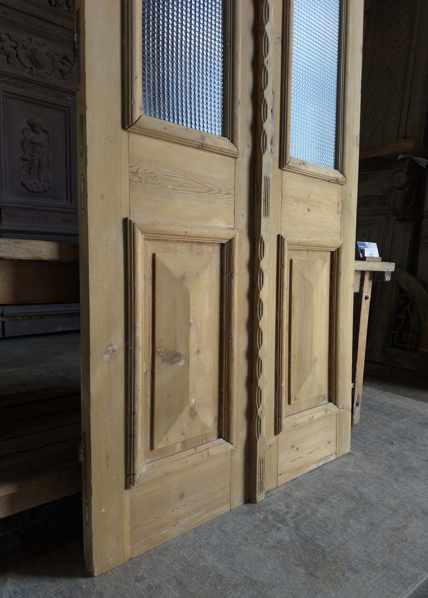Diamond Panel Glass Antique French Doors - 43.25x94.75 K288