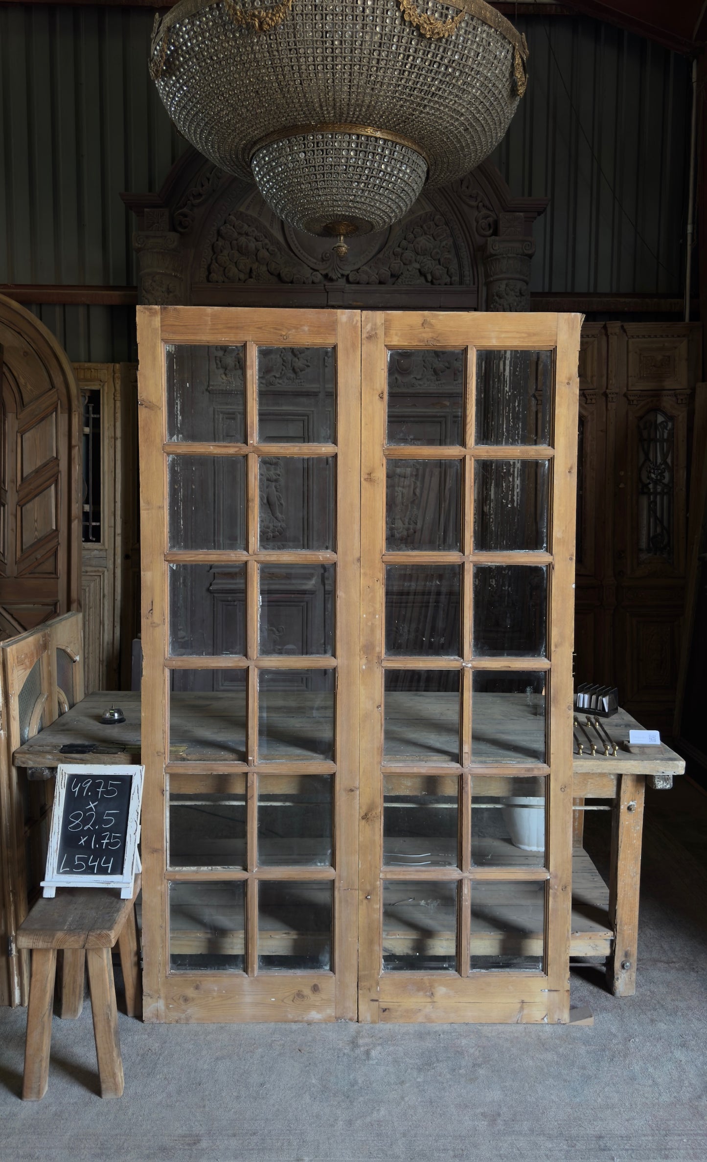 Antique Beveled Glass French Doors - 49.75x82.5 - L544