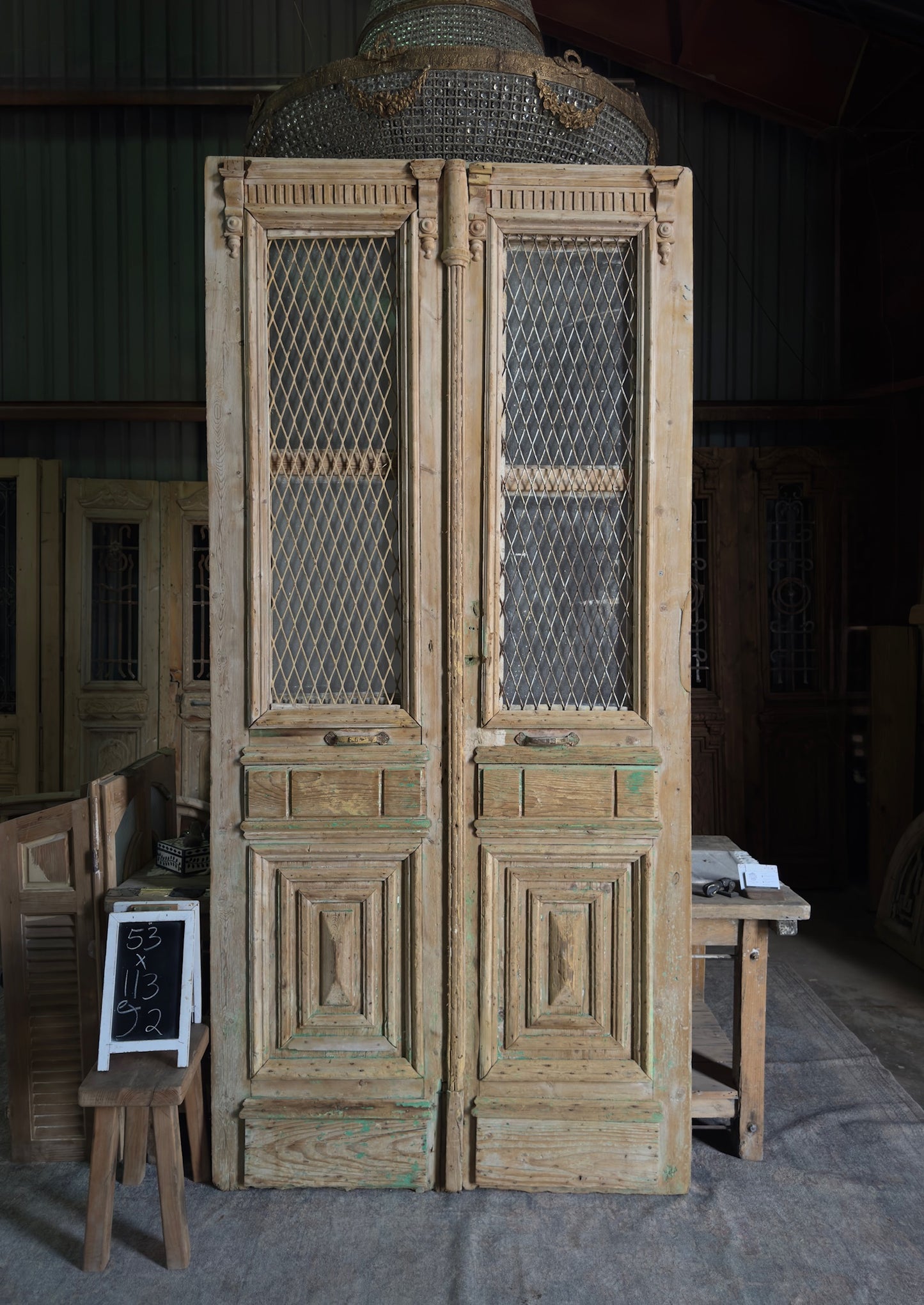 Tall Antique Iron French Doors - 53x113 J2