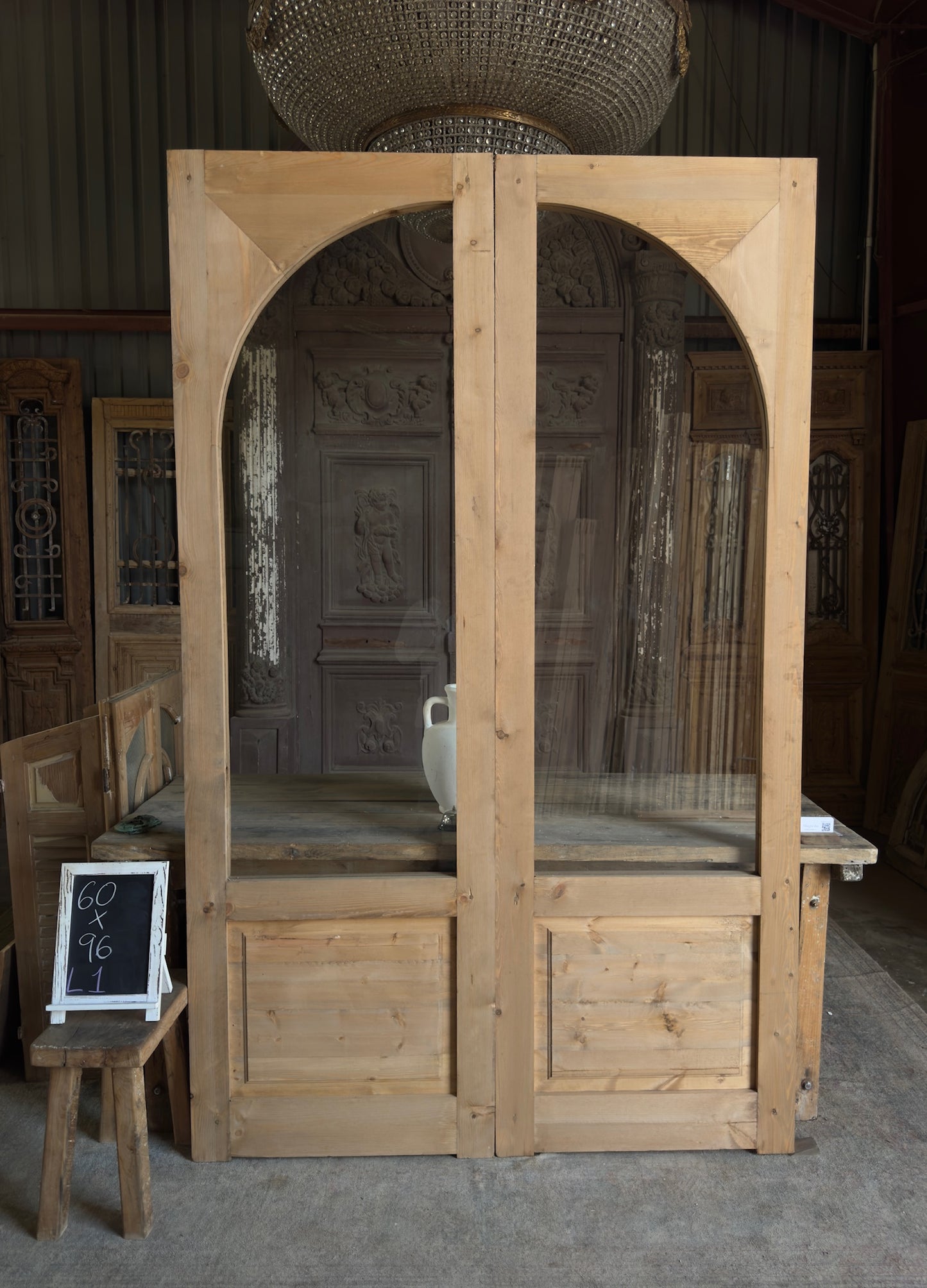 (Valencia) Handcrafted Arched Open Glass French Doors - 60x96 L1