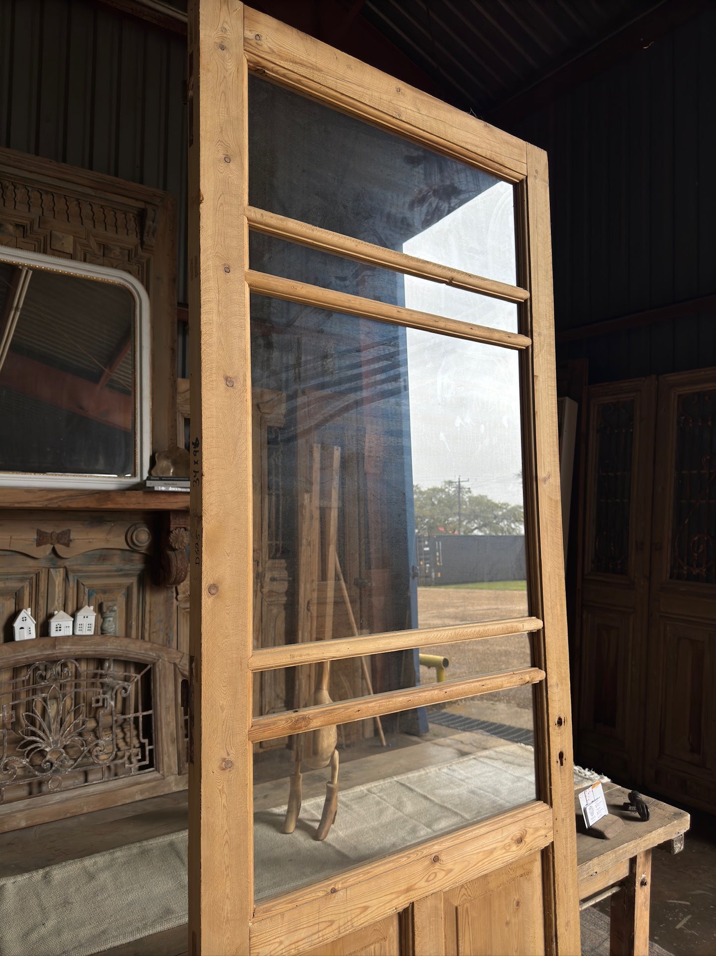 European Antique Single Glass Door - 34.25x96 G52