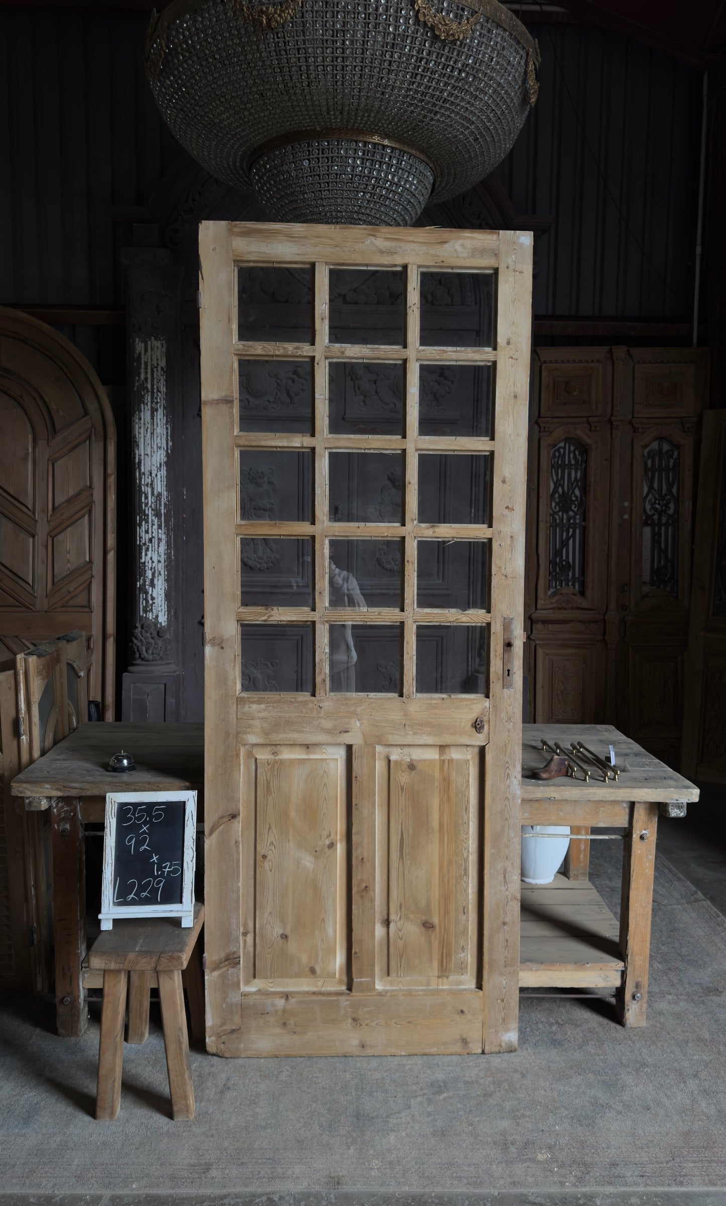 15 Lite Antique Glass Single Door - 35.5x92 - L229