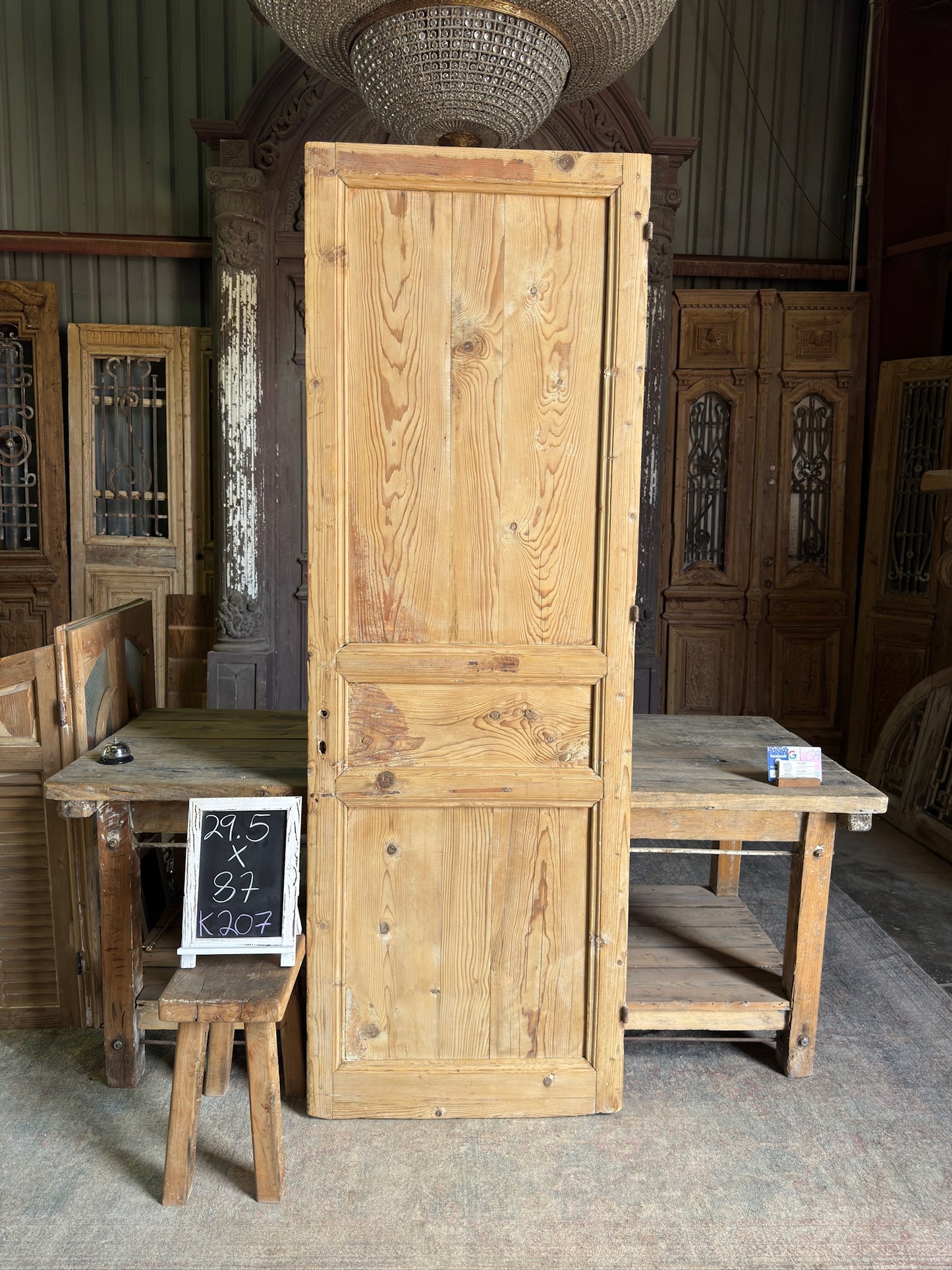 3 Panel Single Solid Antique Door - 29.5x87 K207