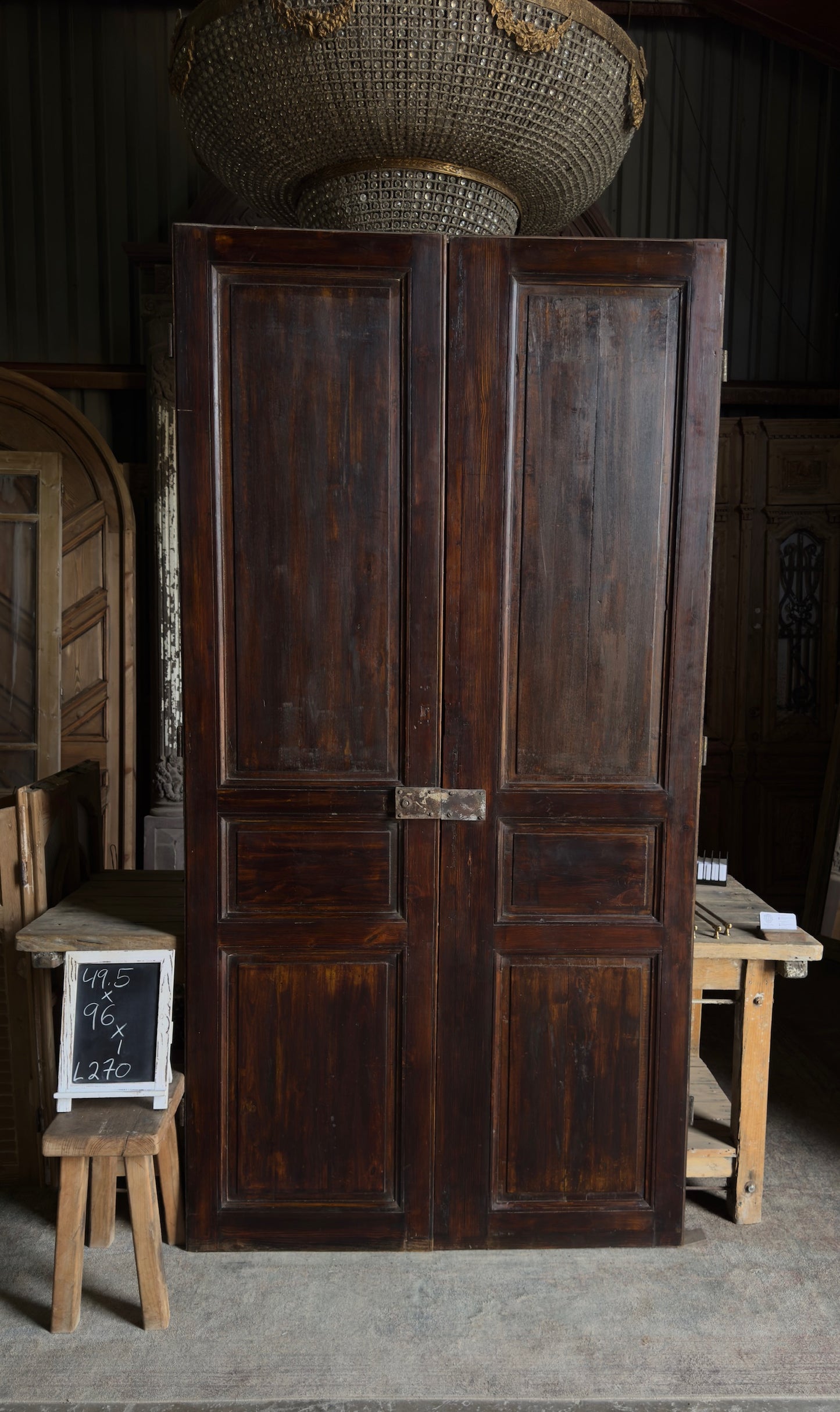 European 3 Panel Antique Double Doors - 49.5x96 - L270