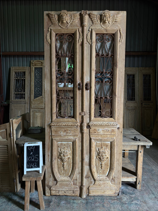 Classic Antique French Face Iron Doors - 44x102.5 H143