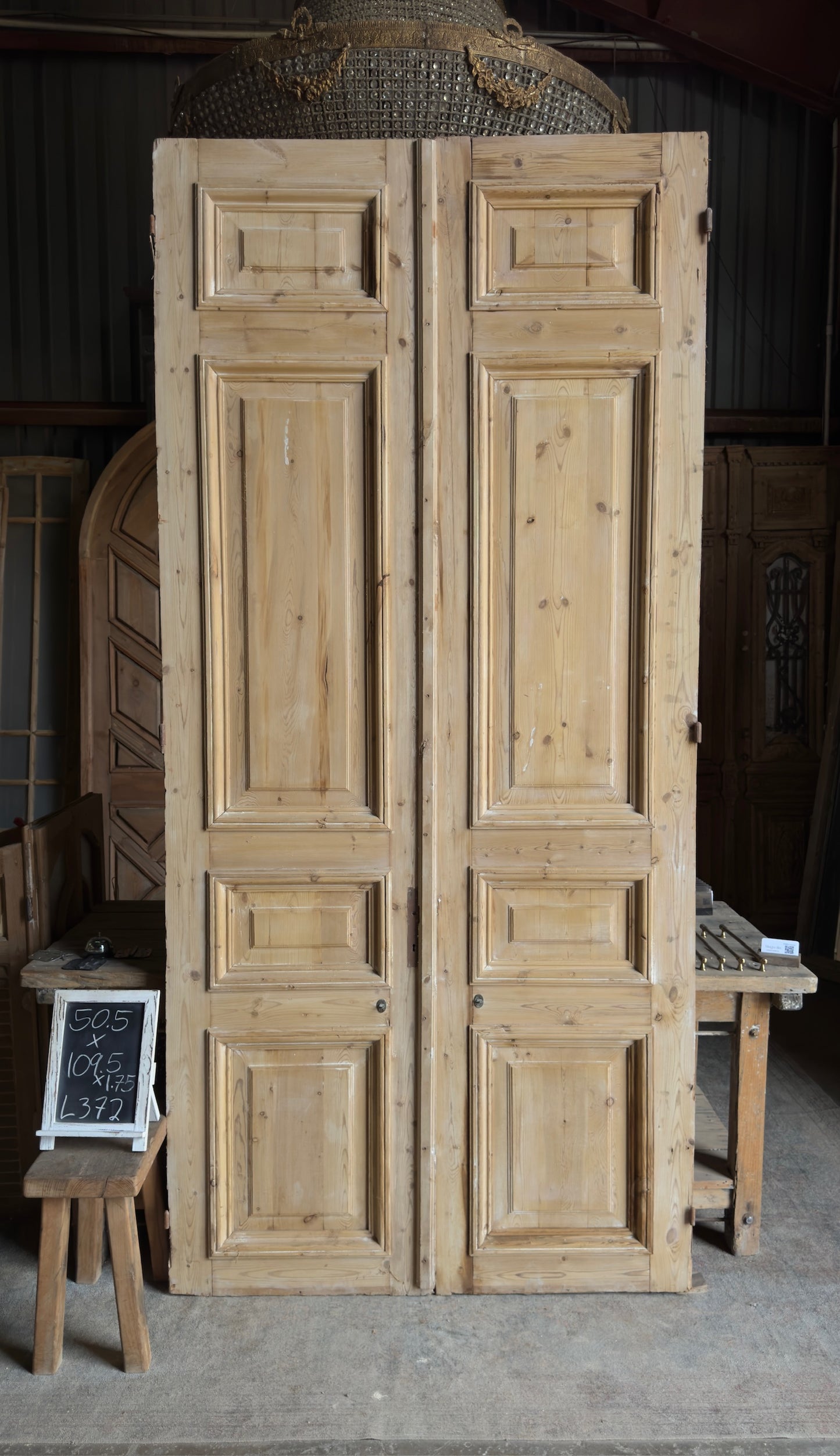 Grand Raised Molding Antique Solid French Doors - 50.5x109.5 - L372