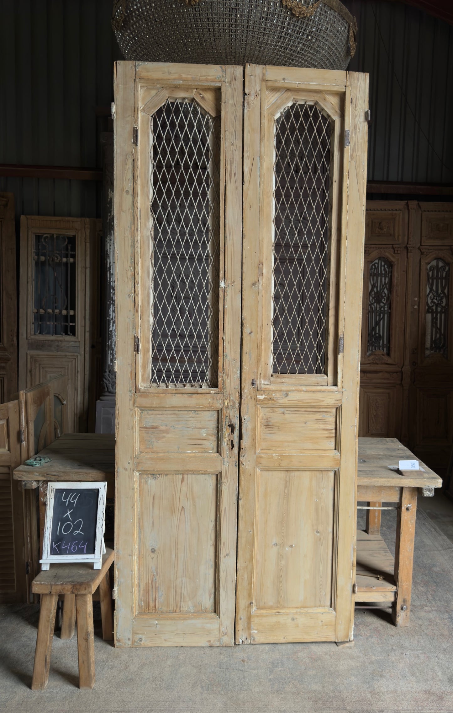 Classy Antique Iron French Doors - 44x102 K464