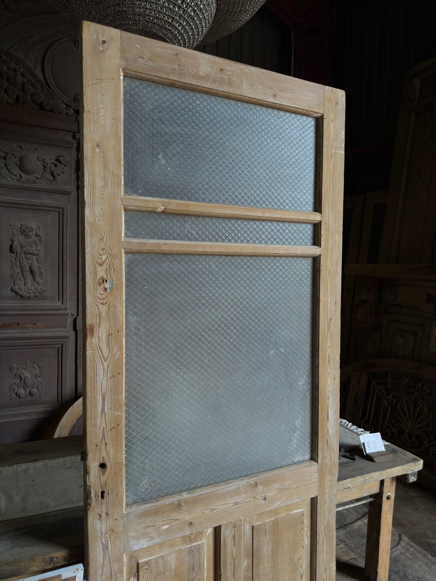 19th Century Antique Glass Single Door - 34.75x86.5 J245