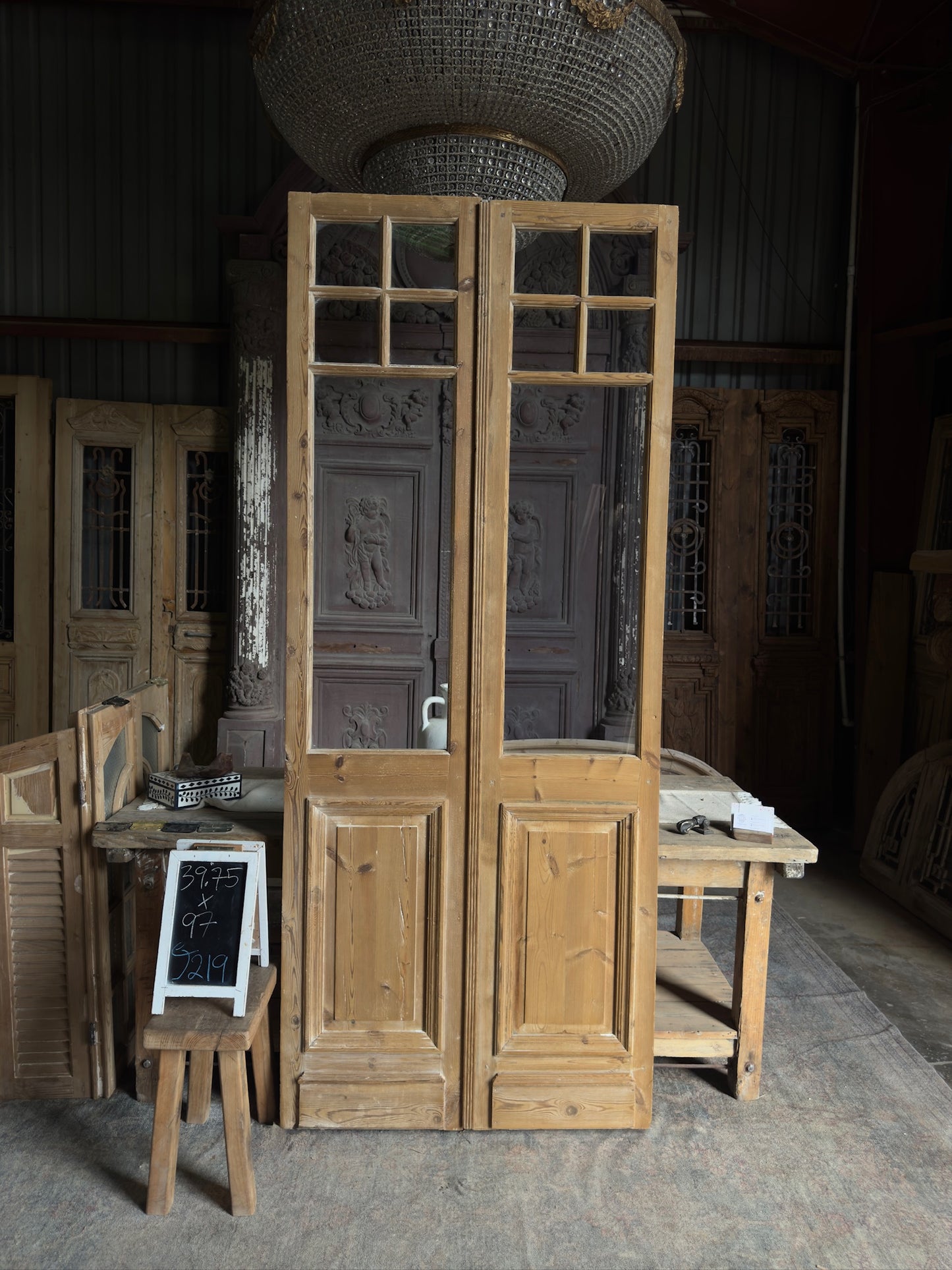 19th Century Antique Glass French Doors - 39.75x97 J219