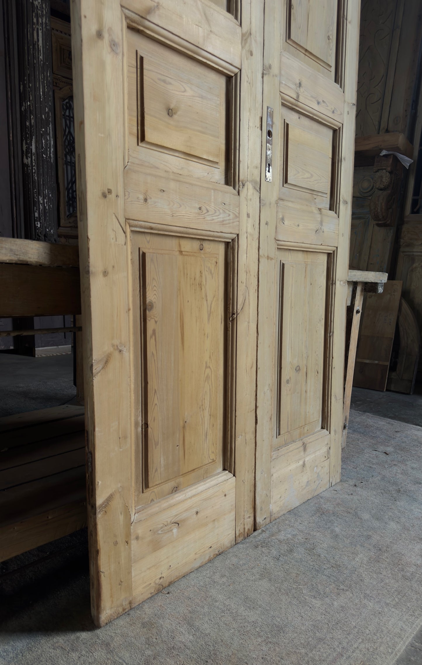3 Panel Antique Solid French Doors - 41x101 K349
