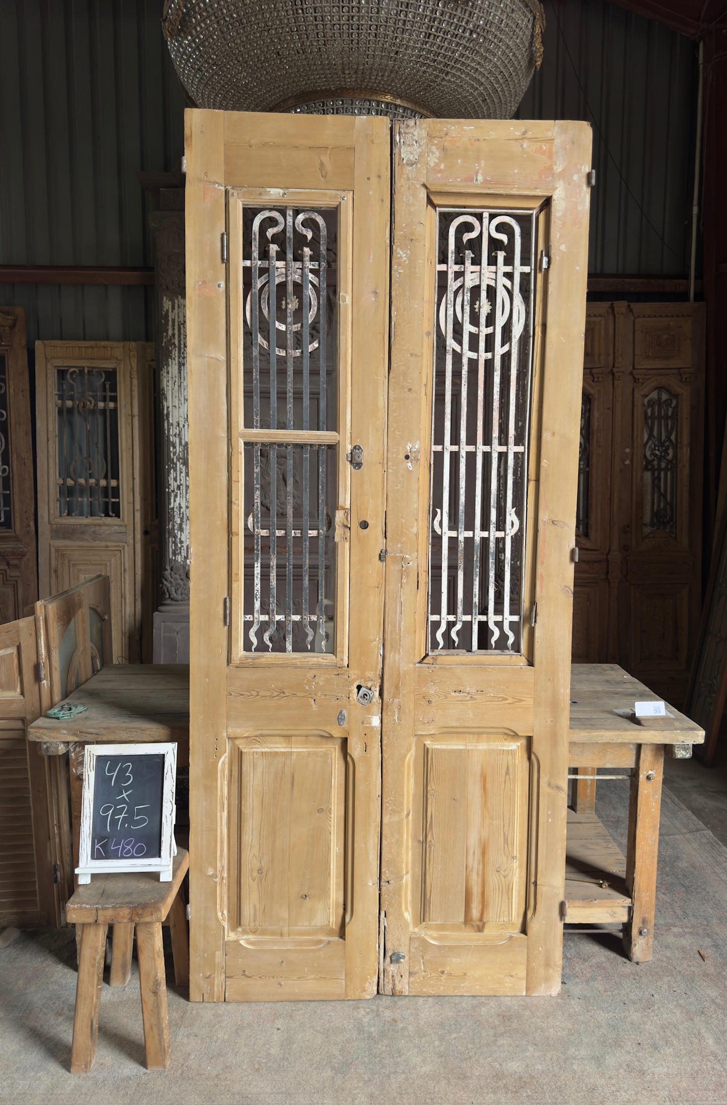 19th Century Antique Iron French Doors - 43x97.5 K480