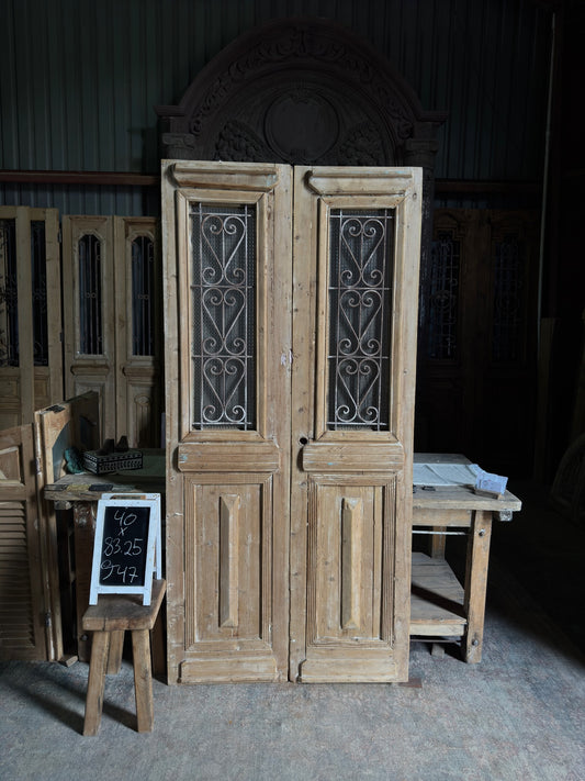 Antique Iron French Double Doors - 40x83.25 J47