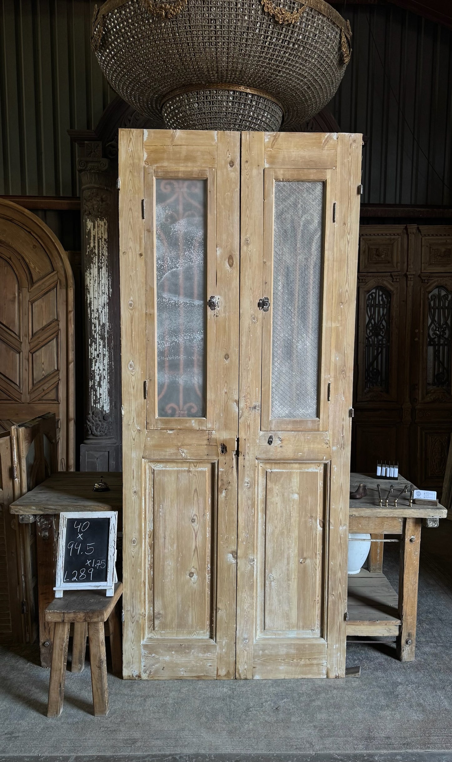 Elegant Antique Iron French Doors - 40x94.5 - L289